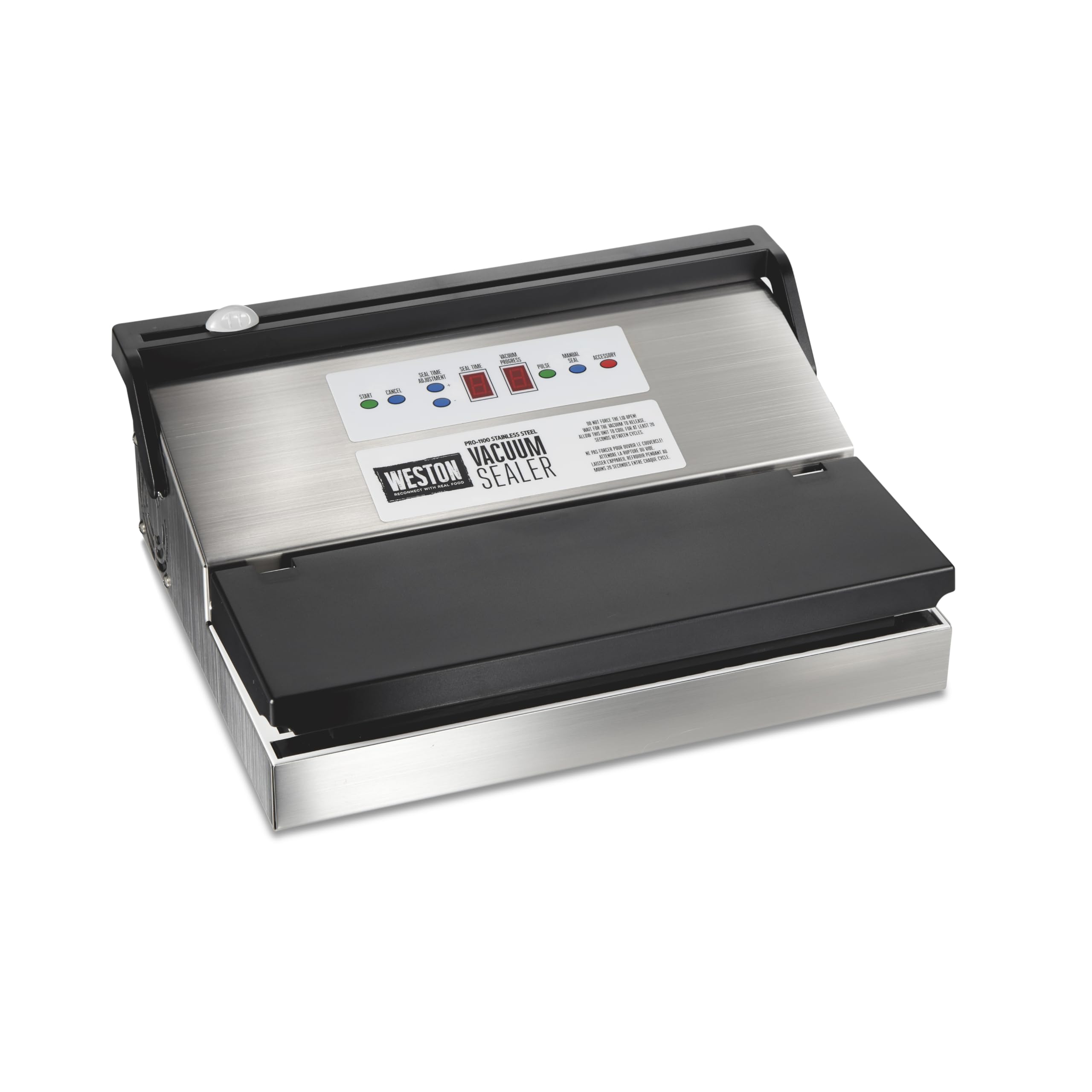 Weston Pro 1100 Vacuum Sealer Machine - 460W Stainless Steel Food Saver for Sous Vide & Meal Prep | Extra-Wide 5mm Seal Bar (11