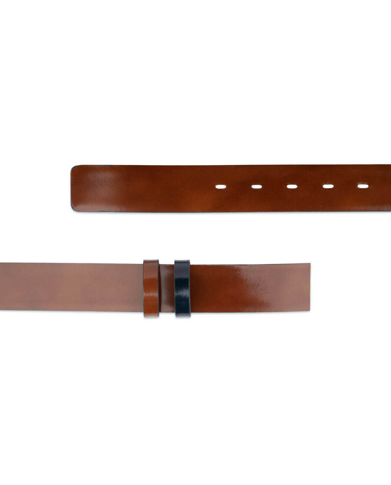 Montblanc Replacement Belt Strap 35mm - Genuine Patent Leather in Blue & Brown for Men | Perfect for Office, Formal Events & Business Attire