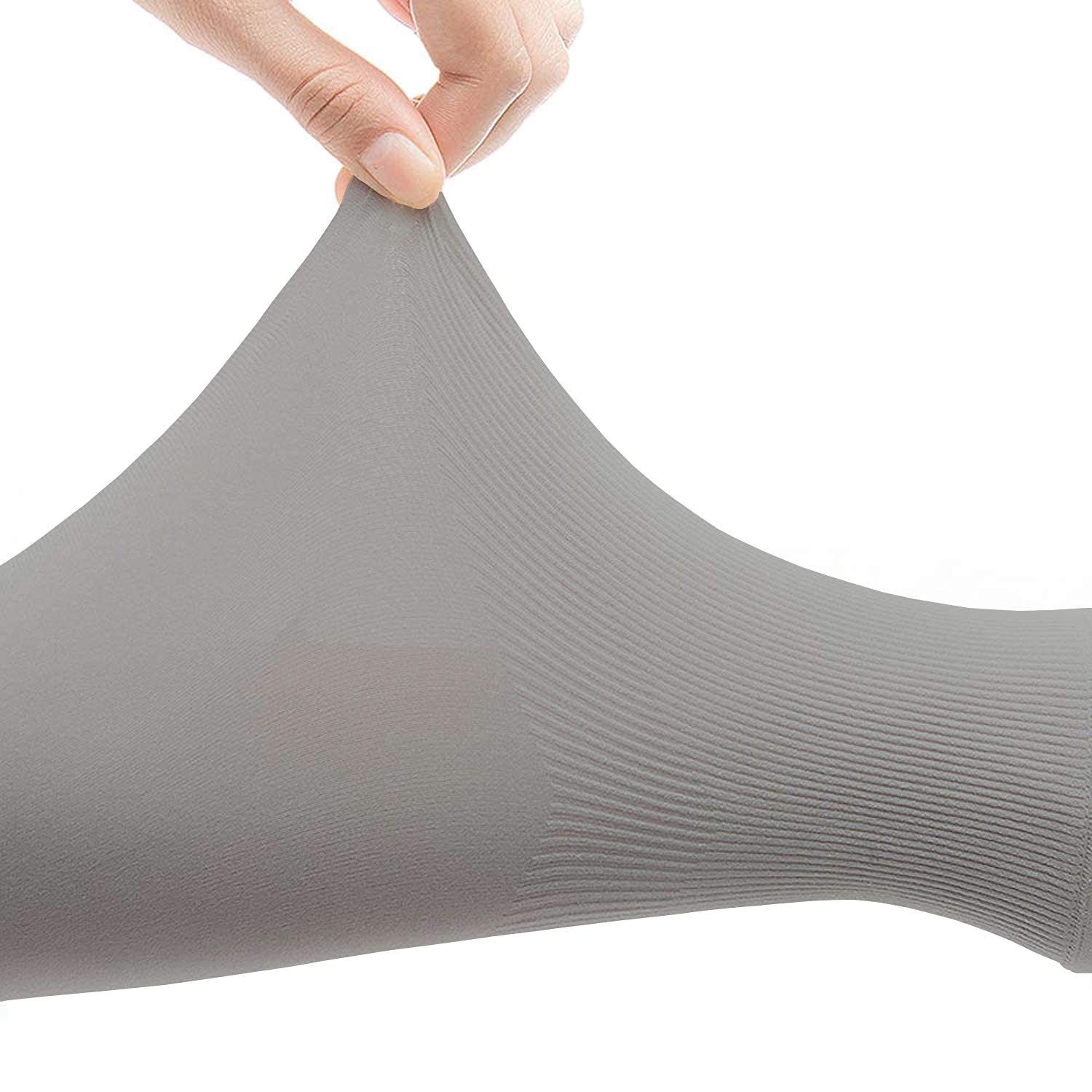 VTFlair UV Protection Cooling Compression Arm Sleeves for Men & Women - Breathable Sports Arm Sleeves for Baseball, Basketball, Cycling, Running & Outdoor Activities (Grey White, Pack of 2) - Perfect for Sun Protection & Muscle Support During Workouts