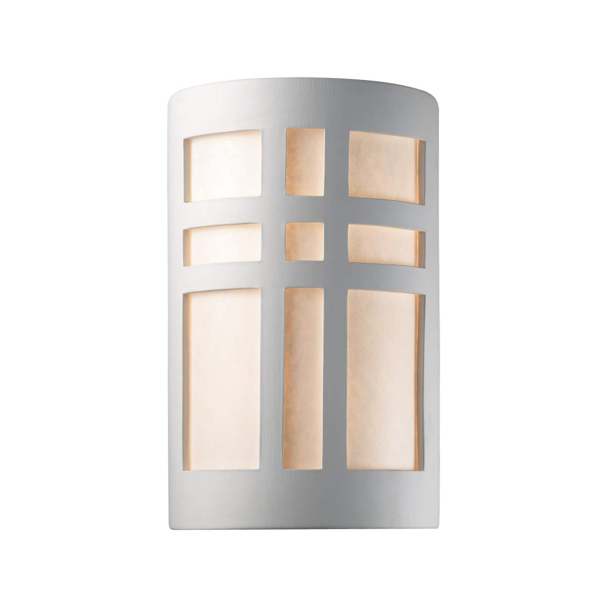Justice Design Group Ambiance Collection 1-Light Wall Sconce - Bisque Finish | Elegant Wall Lighting for Bedroom, Bathroom & Hallway | Dimmable Fixture with Soft Glow