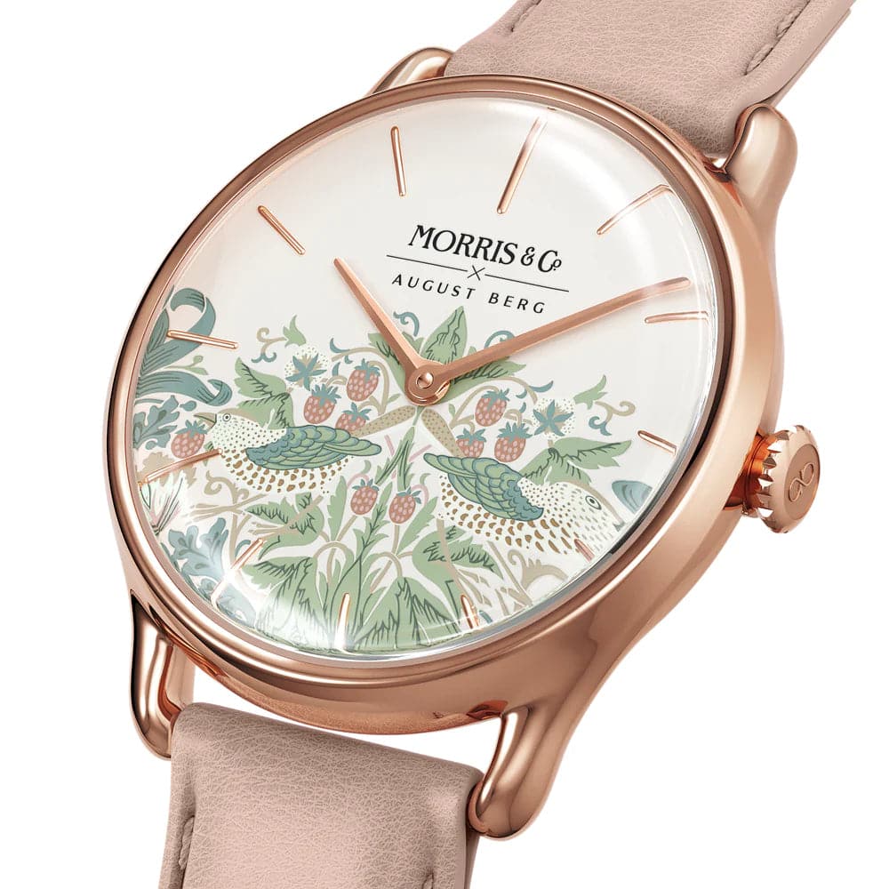 August Berg X Morris Co. Women's Watch - 30mm Cochineal Pink Italian Leather Strap, Quartz Movement, Water Resistant - Perfect for Business, Casual Wear & Special Occasions