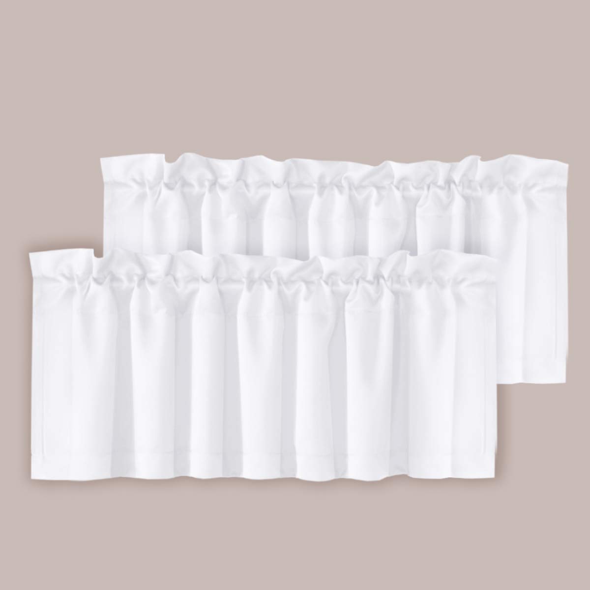 H.VERSAILTEX 2 Pack White Window Valance Panels - Blackout Curtain Valances for Small Windows, 52