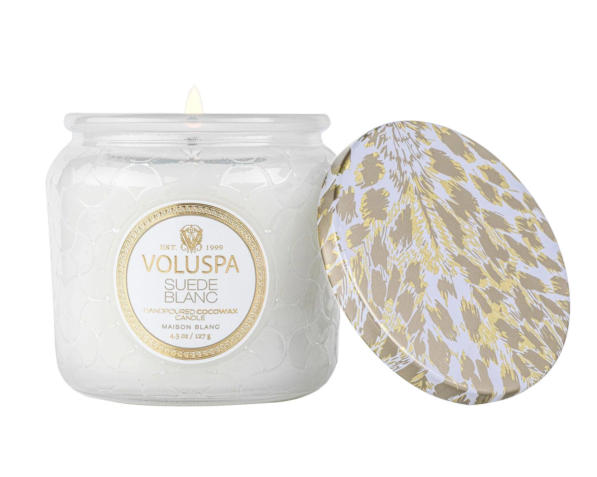 White Suede Petite Jar - Elegant Home Decor for Candles, Flowers & Storage | Perfect for Living Room, Bedroom & Wedding Centerpieces