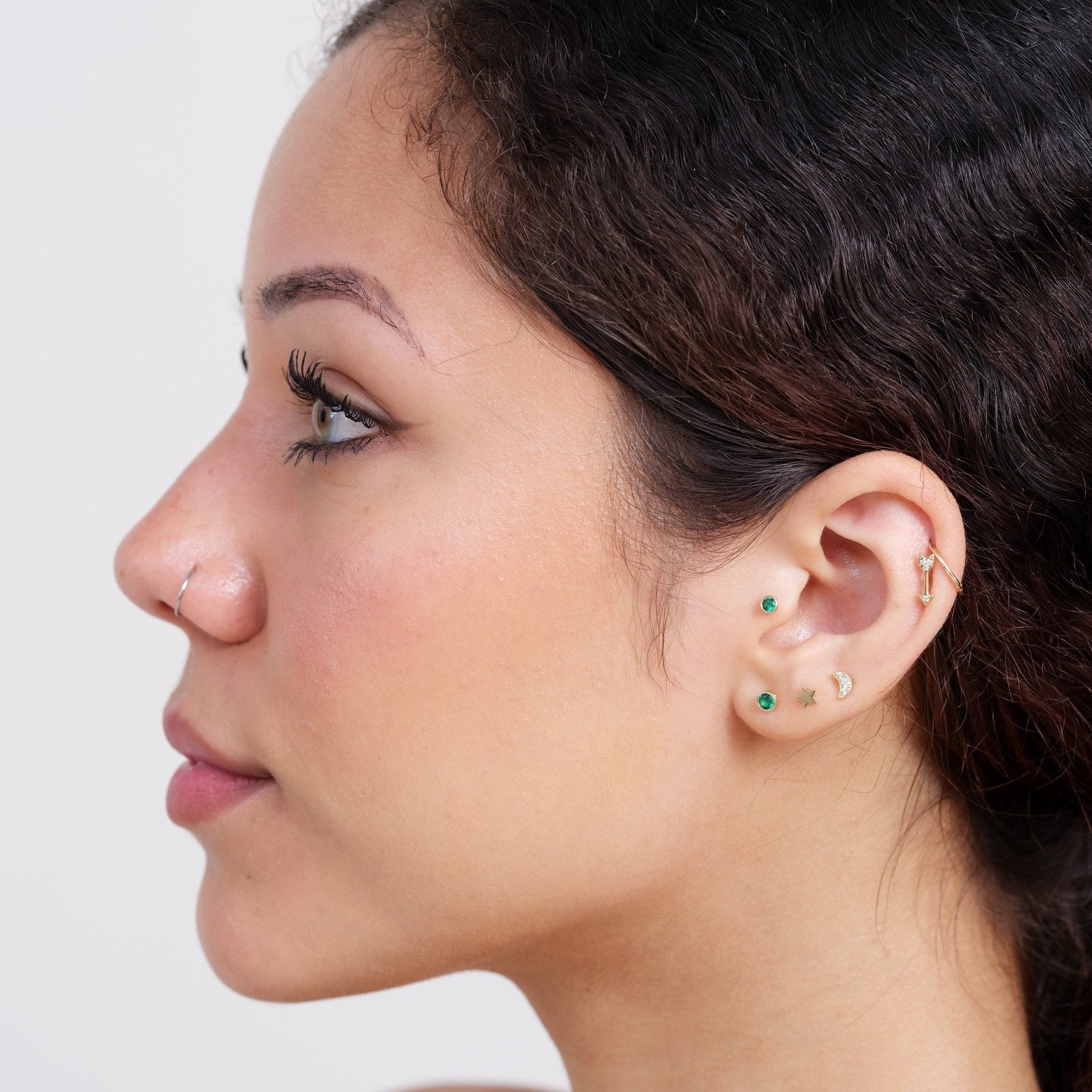 14K White Gold Diamond Pavé Crescent Moon Stud Earrings for Women - Perfect for Everyday Wear, Parties & Special Occasions