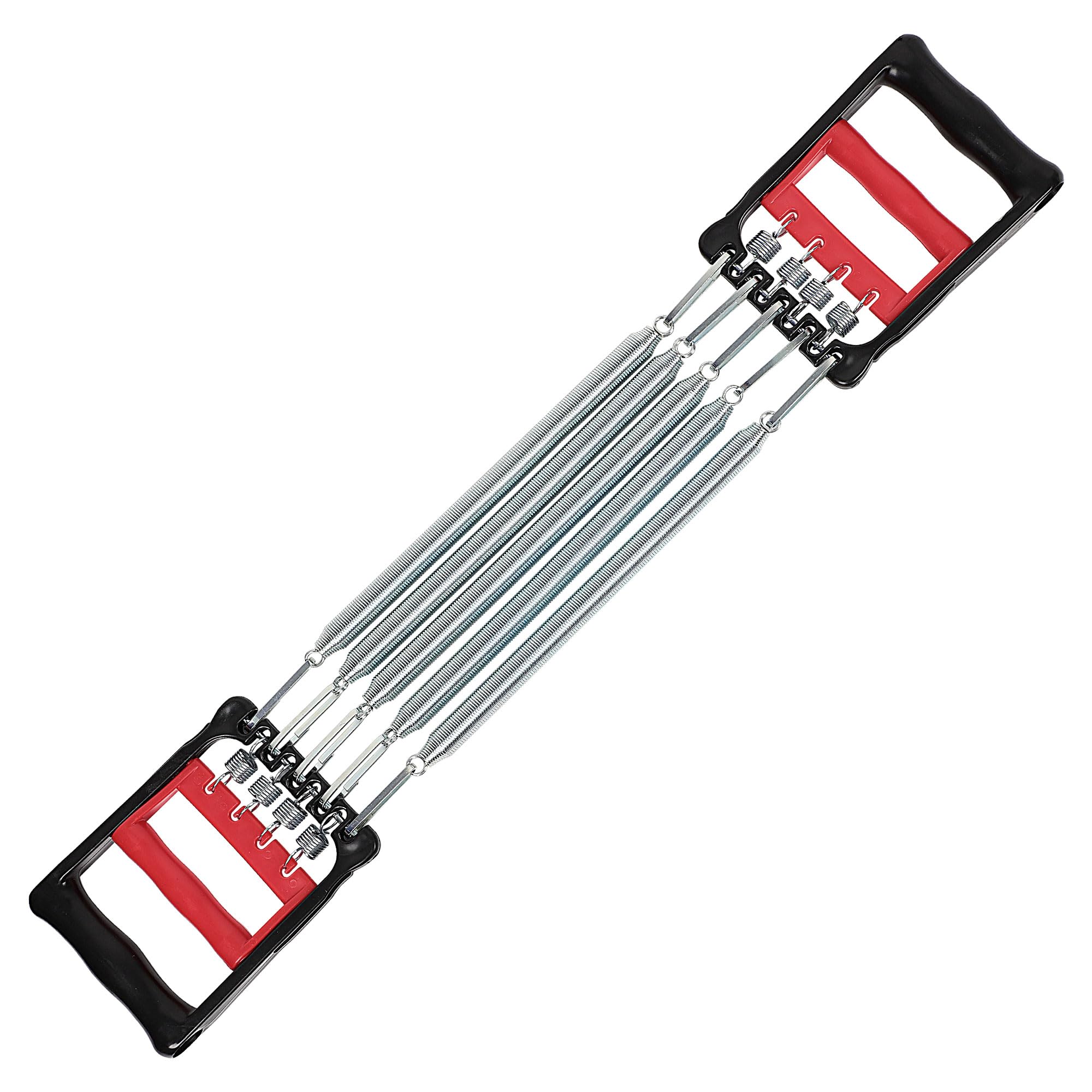 uxcell Adjustable Chest & Arm Expander - 5 Metal Spring Resistance Bands for Home Gym Workout | Strength Training Equipment for Men & Women | Perfect for Muscle Building, Physical Therapy & Home Fitness (Red & Black)
