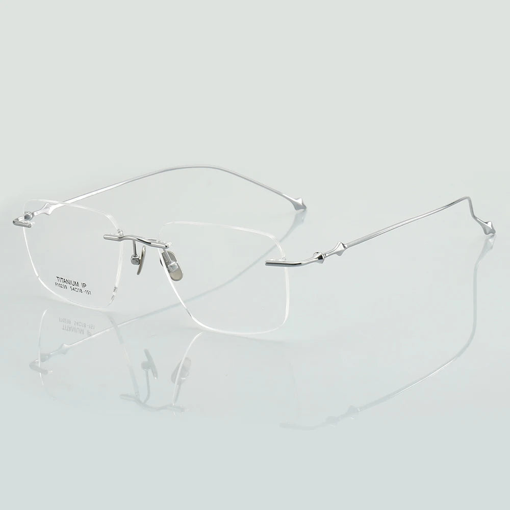 Aror Unisex Rimless Square Titanium Eyeglasses 14239 - Lightweight Durable Frame for Men & Women - Perfect for Reading, Work & Everyday Use