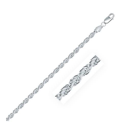 3.6mm Diamond Cut Sterling Silver Rope Chain Necklace 24 Inch - Perfect for Layering, Gift Giving & Everyday Wear