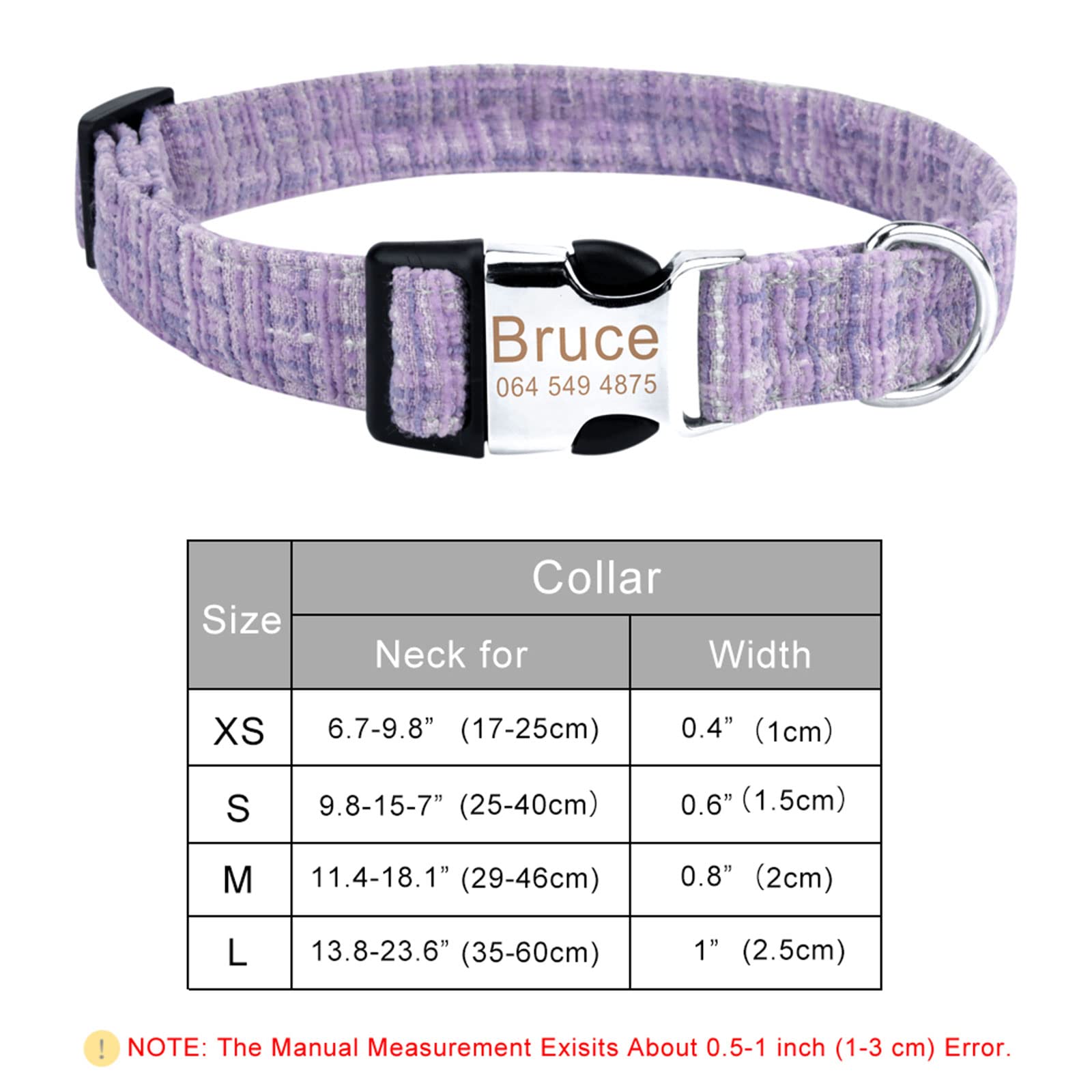 Custom Engraved Personalized Dog Collars with Leash - Soft Thick Pet Collar with D-Ring for Small Medium Large Dogs (XS, Blue) | Perfect for Daily Walks, Training & Outdoor Adventures
