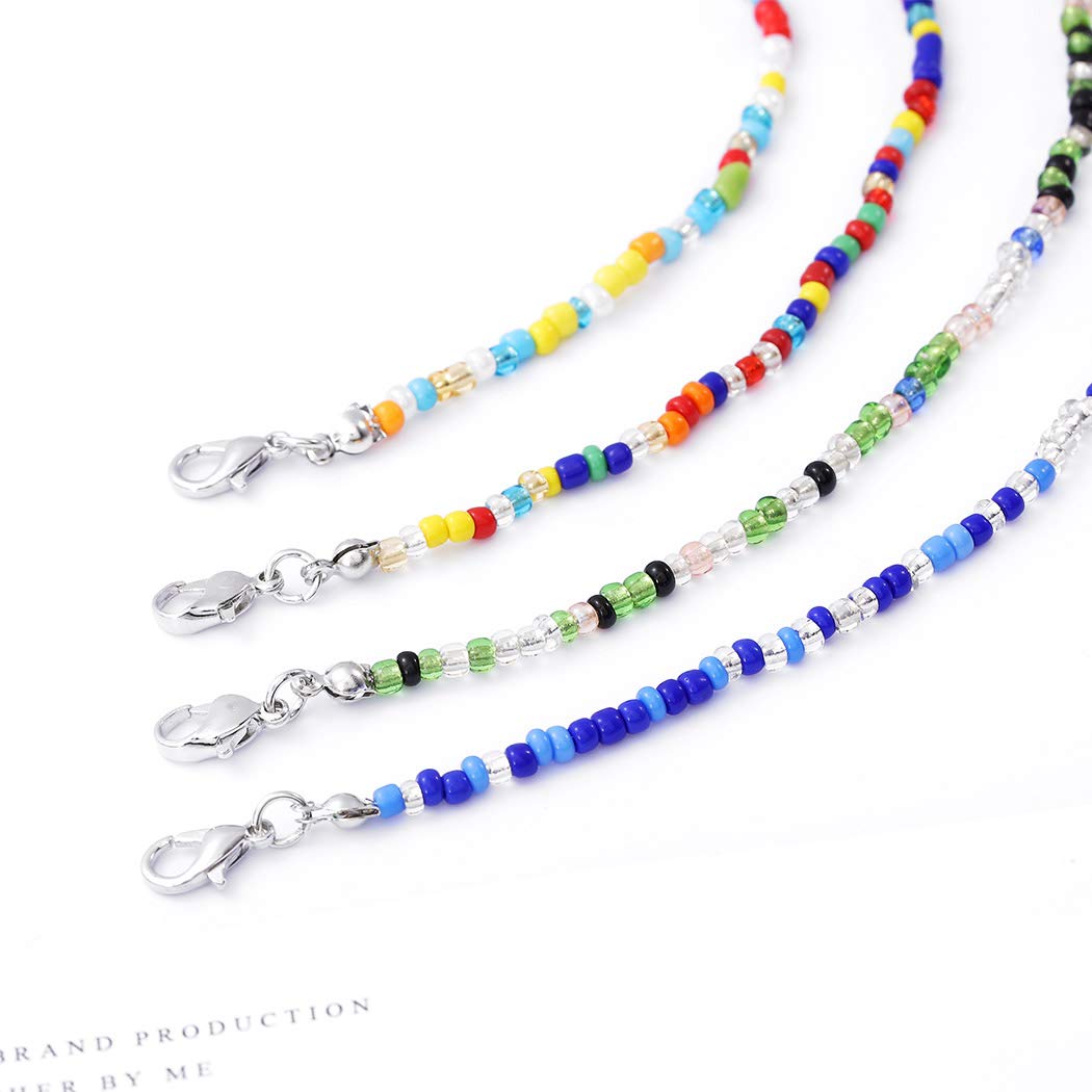 Colorful Beaded Mask Lanyard for Glasses - 4PCS Set for Men & Women