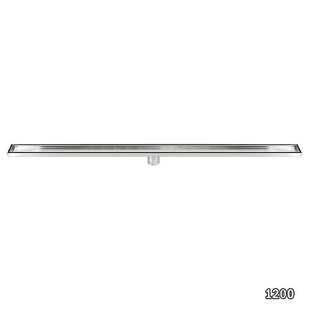 Stainless Steel Shower Drain Grate 1200mm - Center Outlet Tile Insert Bathroom Floor Waste - Ideal for Modern Bathrooms, Wet Rooms, and Walk-In Showers