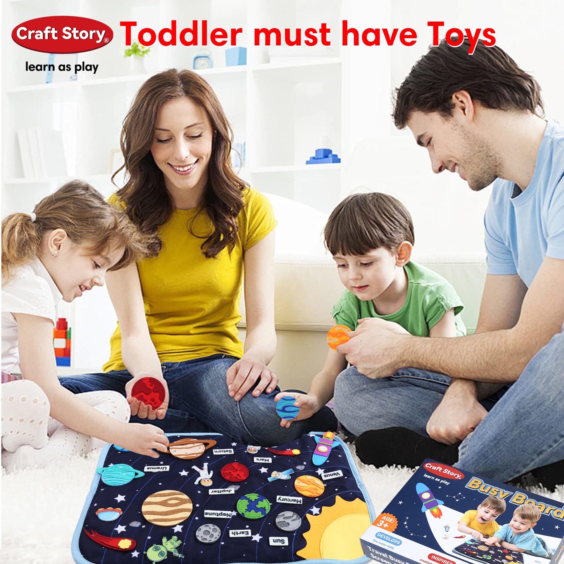 Solar System Toys Busy Board for Kids Ages 3-6 - Montessori Sensory Learning Toys with Planets - Educational STEM Science Activity for Preschool Boys & Girls - Perfect for Classroom, Homeschool & Birthday Gifts