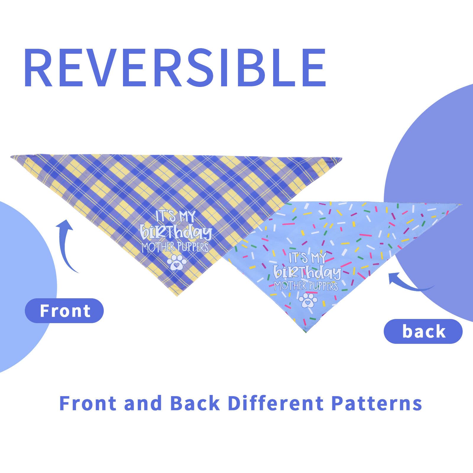 Reversible Dog Birthday Bandana - Small to Medium Size for Pets & Cats | Perfect for Dog Birthday Parties, Celebrations & Special Occasions