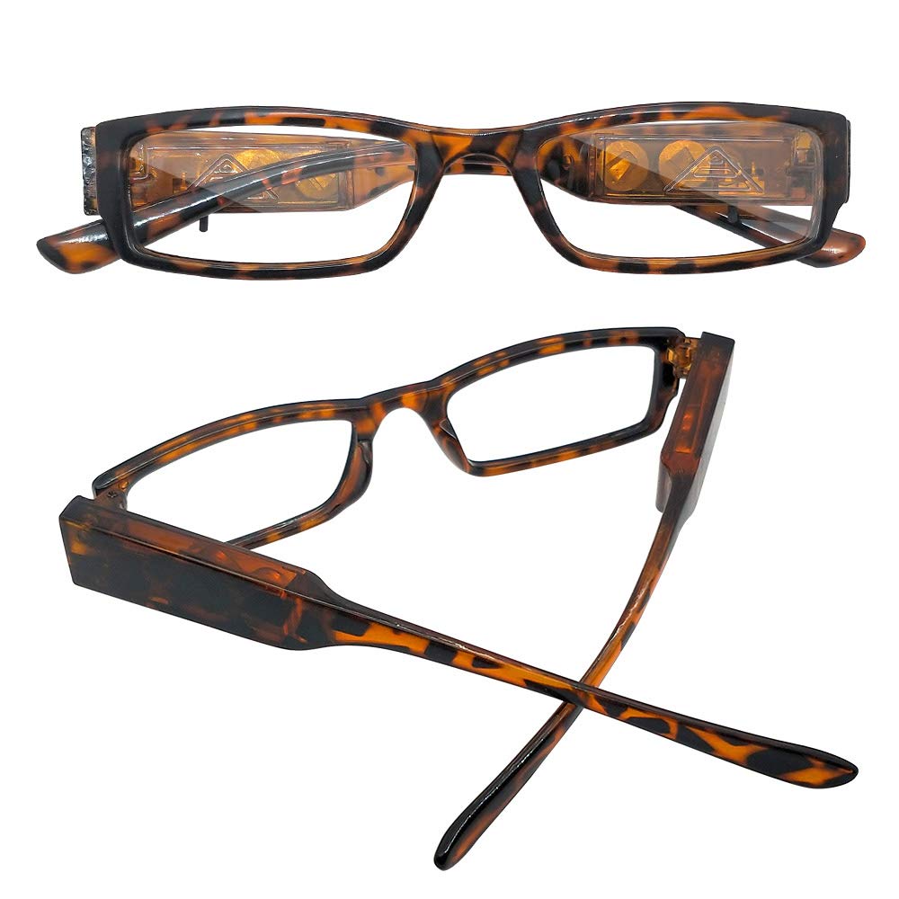LED Magnifying Reading Glasses with Light for Men & Women - +4.0 Strength Full Frame Eyewear - Hands-Free Illuminated Readers for Nighttime Reading, Crafts, Hobbies & Close Work
