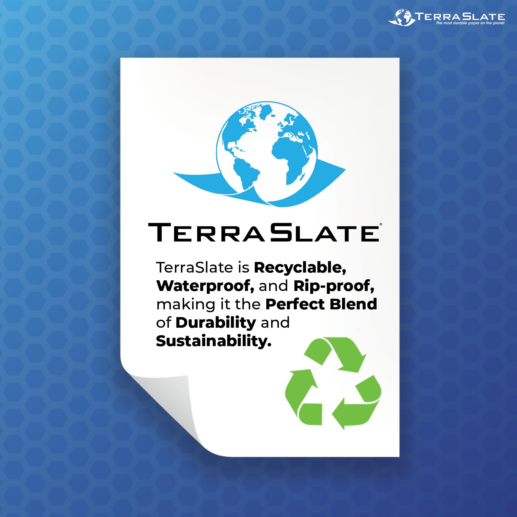 TerraSlate Premium Waterproof Paper - 5 MIL 8.5” x 11” White Laser Printer Paper, 100 Sheets - Weatherproof & Tear-Resistant Copy Paper for Outdoor Use, Rainproof Documents, Marine Charts & Construction Plans