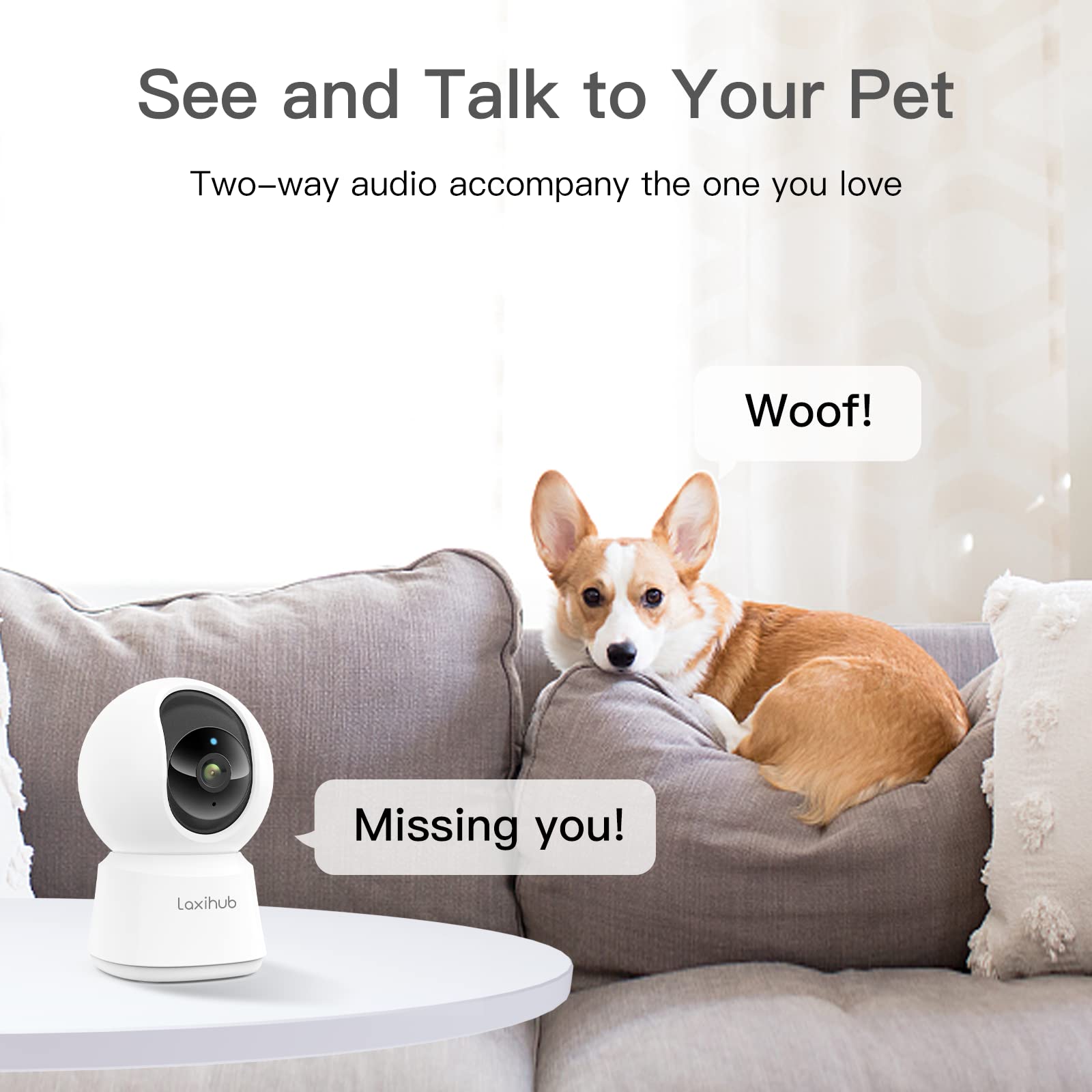 2K 360° View Pet Camera with Phone App - 2 Pack Indoor Security Camera for Baby Monitoring, Motion Tracking, Pan/Tilt, Night Vision & Two-Way Audio - Works with Alexa (2.4G WiFi Only) - Perfect for Home Security, Pet Watching & Baby Care (P2T 2PC)