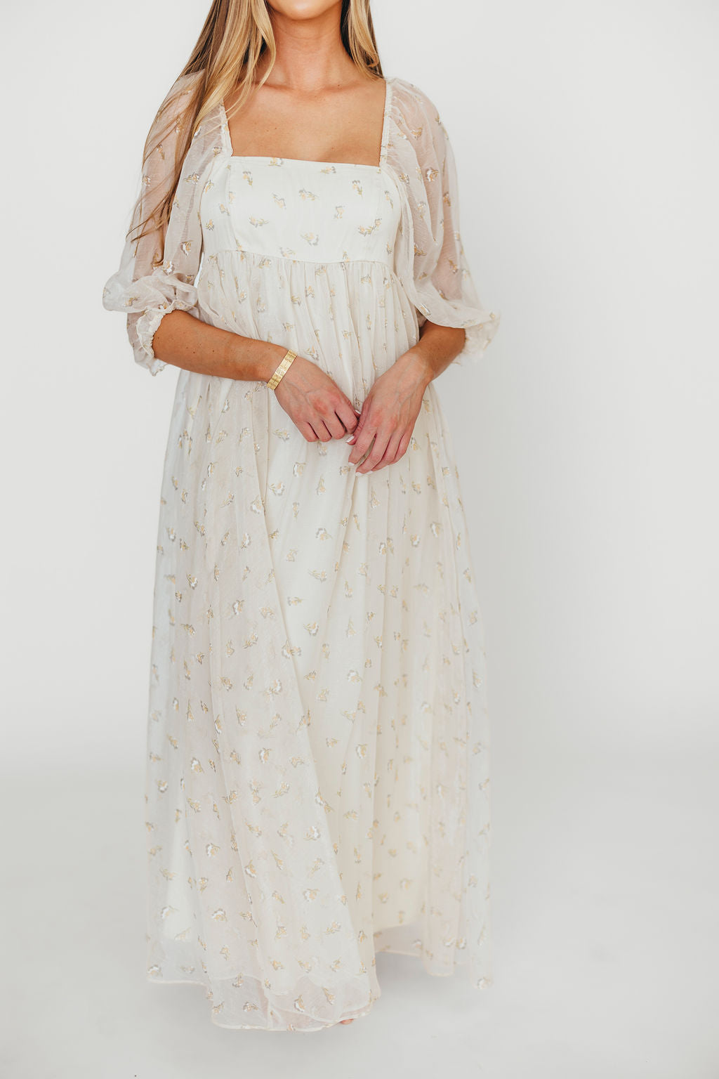 Butter Floral Smocked Maternity Maxi Dress - Bump Friendly, Inclusive Sizing S-3XL for Pregnancy, Baby Showers & Summer Vacations