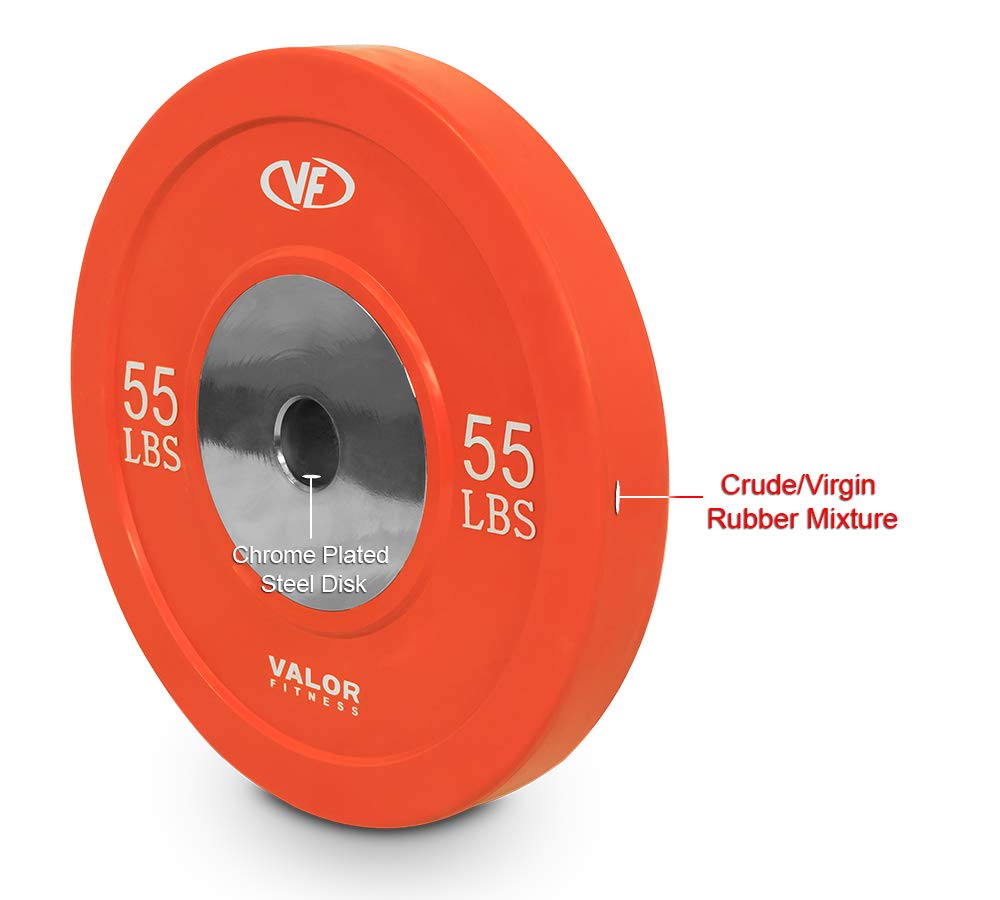 Valor Fitness BPX Rubber Bumper Plates - Olympic Weight Lifting Plates for CrossFit, Strength Training & Home Gym Workouts - Durable Rubber Coated Weight Plates for Gym, Fitness Studio & Cross Training