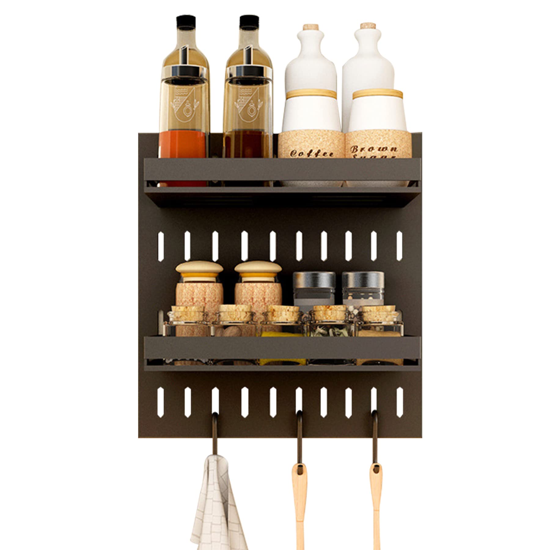 Wall Mounted Kitchen Organizer Set - Removable Pot & Pan Rack with Hooks, Space Saving Silverware Storage for Vegetables & Utensils (3-Piece Set) - Perfect for Small Kitchens & Apartment Organization