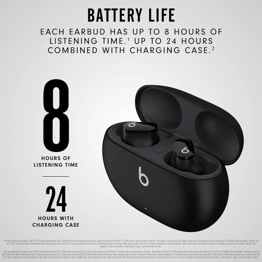 Beats Studio Buds Wireless Earbuds - Active Noise Cancelling, Sweat Resistant, Bluetooth 5.2 - Perfect for Workouts, Commuting & Travel