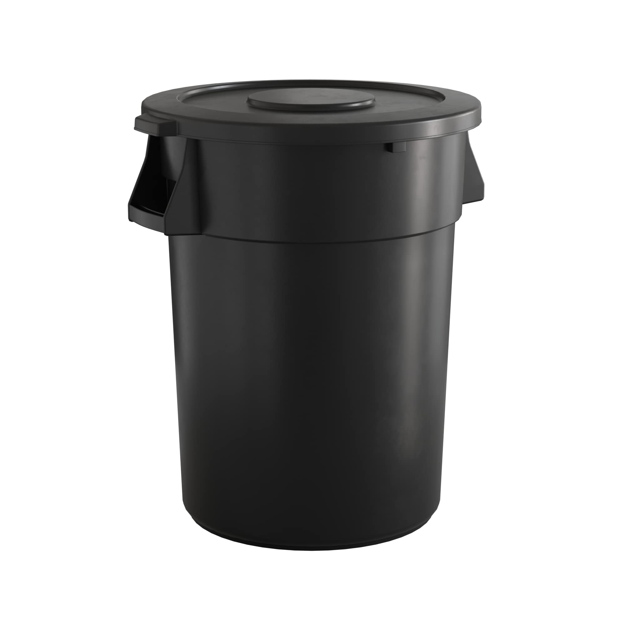 44 Gallon Black Round Commercial Trash Can with Lid - Heavy Duty Waste Bin for Office, Restaurant, Kitchen & Outdoor Use
