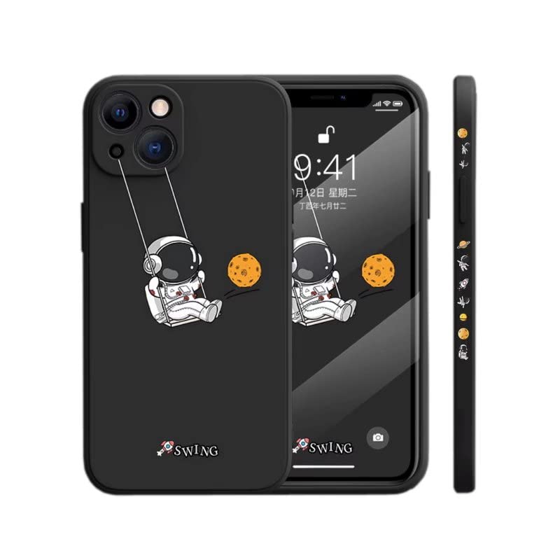 FCSWEET iPhone 13 Pro Case - Cute Astronaut Space Planet Design, Soft TPU Shockproof Protective Cover for Women Men (Black) | Perfect for Everyday Use, Travel & Gift Giving