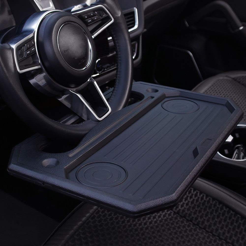Multifunctional Car Steering Wheel Tray - Portable Auto Desk for Laptop, Food & Work | Fits Most Vehicles | Travel, Office & Dining Solution | Black (Blister Packaging)