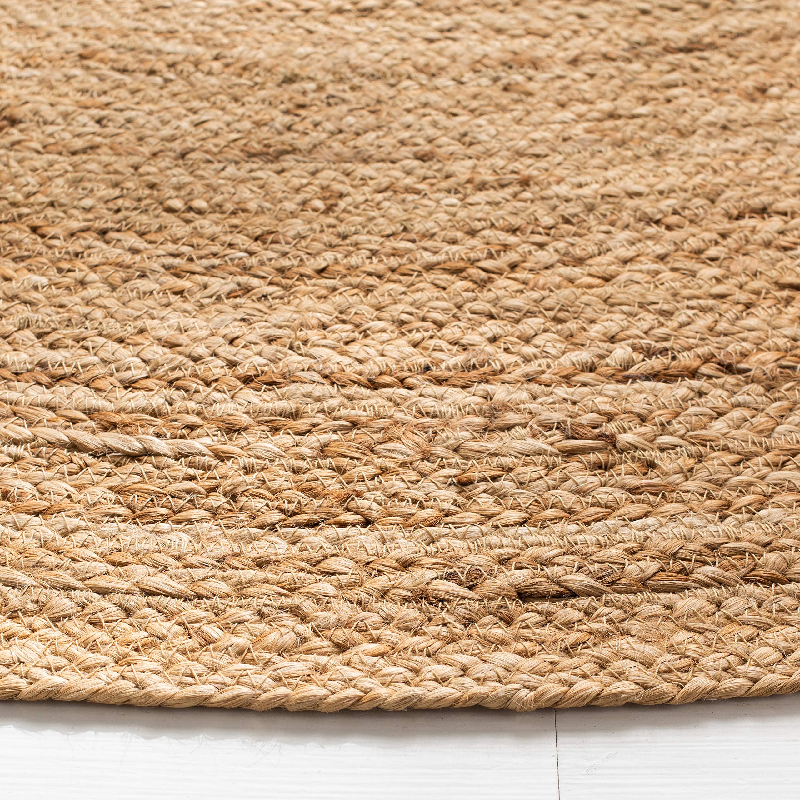 SAFAVIEH Handmade Boho Braided Jute Round Area Rug - 7' Natural Fiber, Eco-Friendly & Durable for High Traffic Areas - Perfect for Living Room, Bedroom, Dining Room & Boho Home Decor (NFB310A)