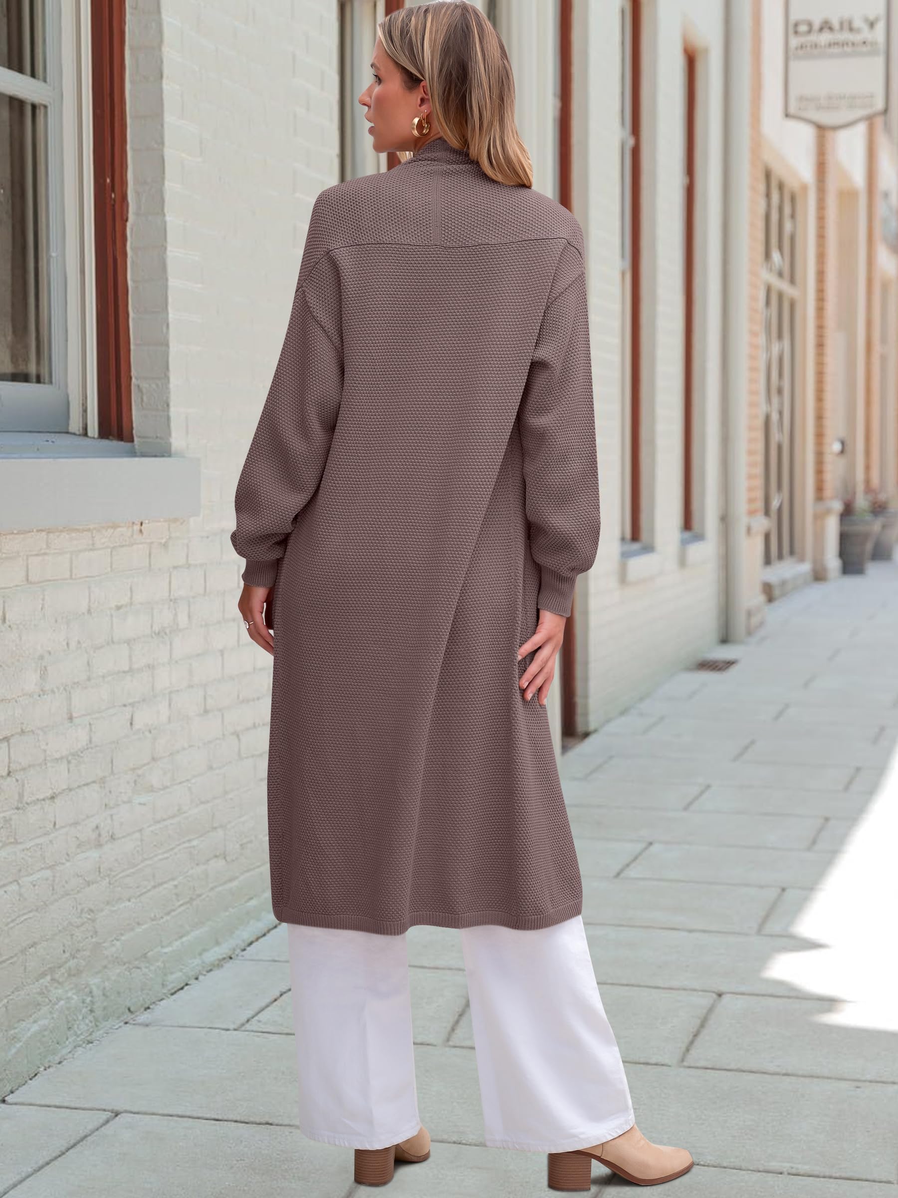 ANRABESS Women's Long Cardigan Sweater - Open Front Long Sleeve Slouchy Oversized Coat | 2024 Fall Winter Chunky Knit Waffle Coatigan | Perfect for Office, Casual Outfits & Layering in Cool Weather