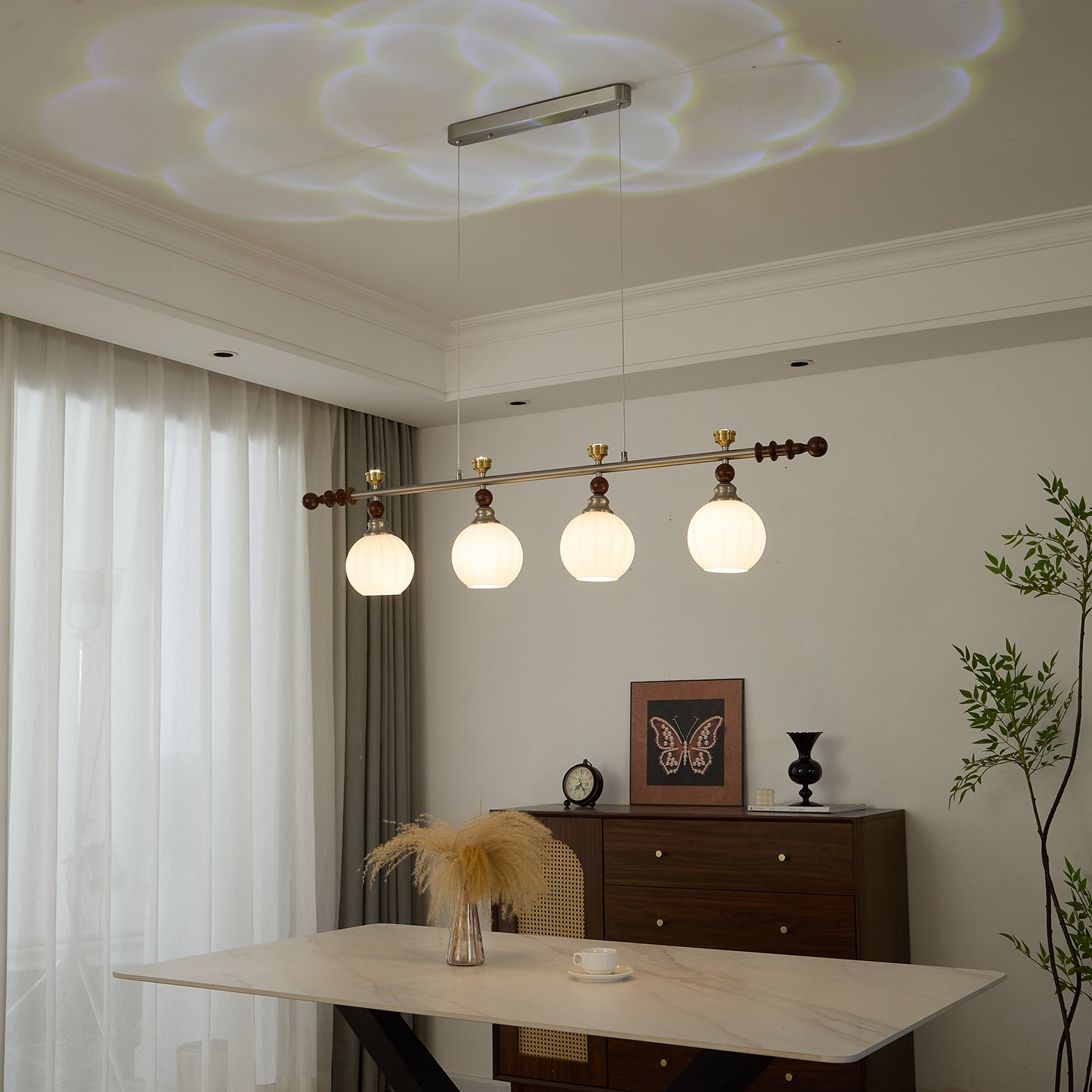 Cassian Linear Pendant Lamp - Modern LED Hanging Light Fixture for Kitchen Island, Dining Room & Living Room | Dimmable Industrial Style Lighting