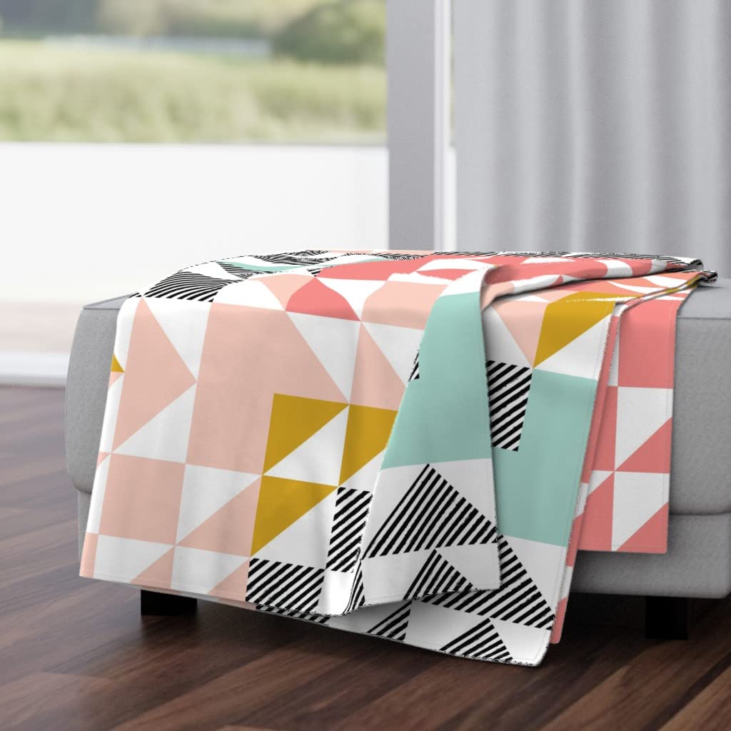 Soft Plush Minky Throw Blanket 50x70 Inches - Blush Puzzle Wholecloth Cheater Quilt Top Stripe Baby Black Stripes Print | Cozy Blanket for Baby Nursery, Bedroom, Sofa & Gift