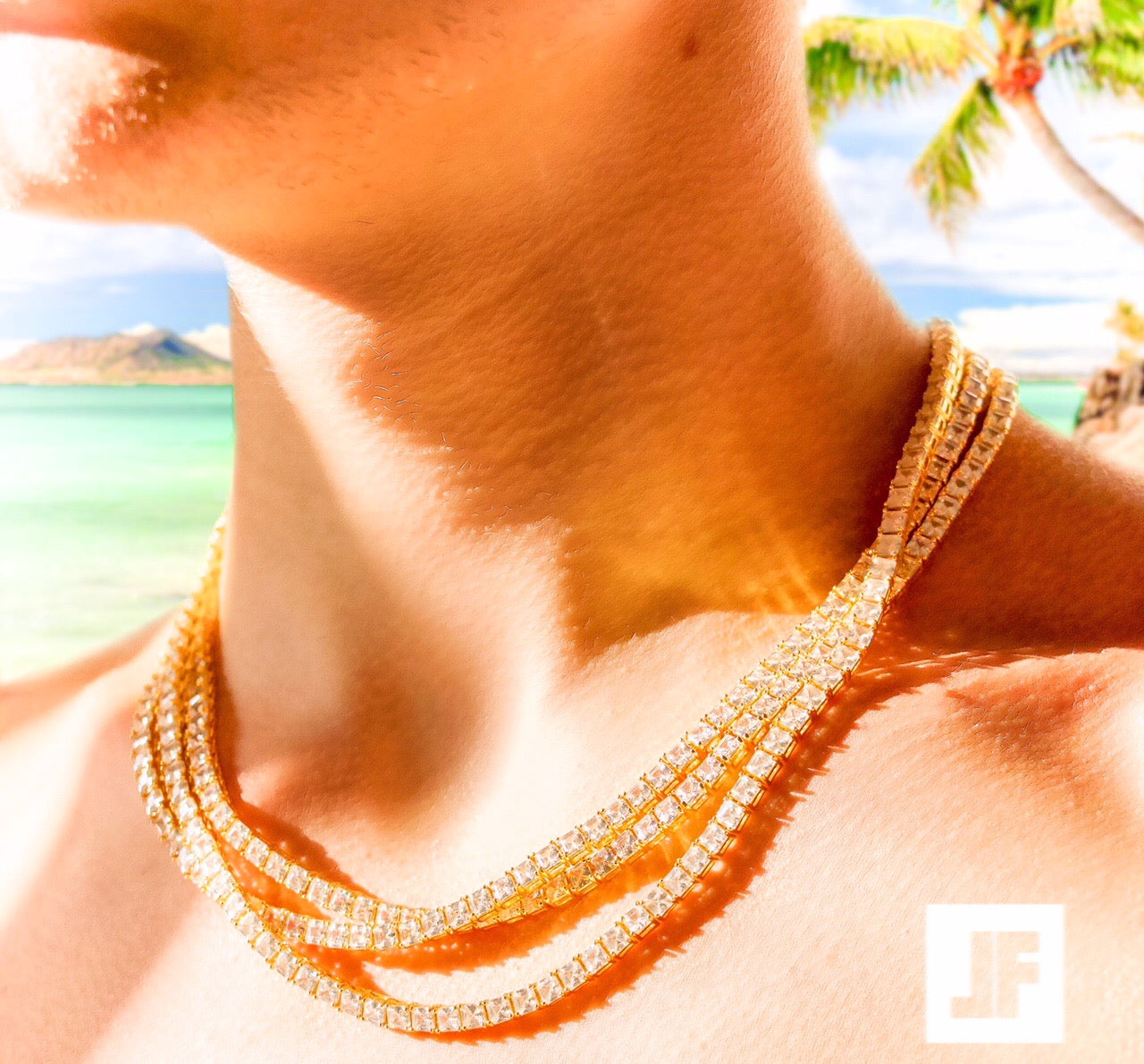 Exquisite Gold Plated Asscher Cut Lab-Created Tennis Chain Necklace for Men & Women - Perfect for Parties, Weddings & Special Occasions
