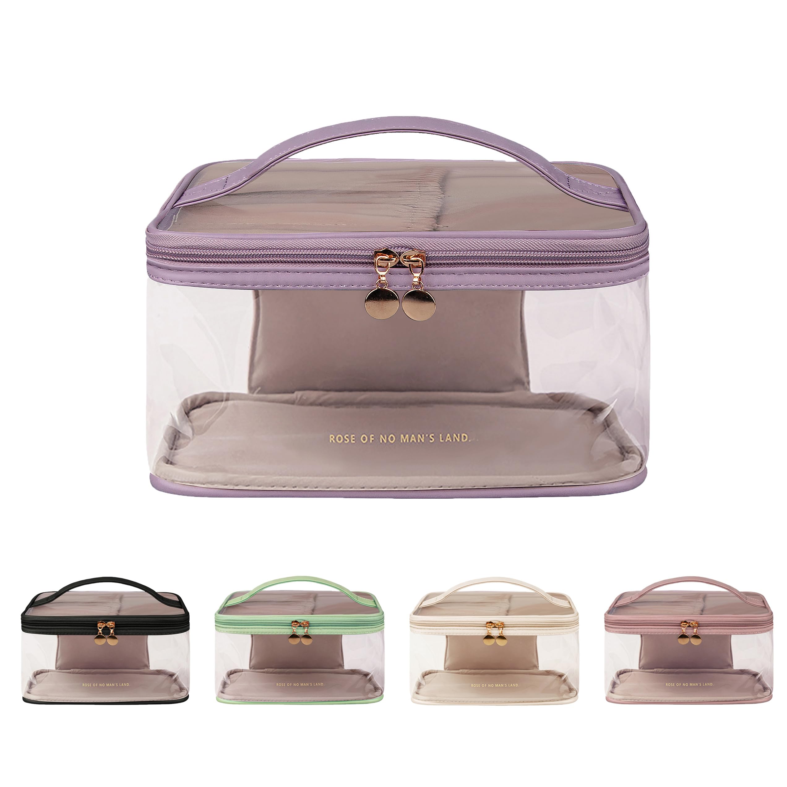 Clear Toiletry Bag for Travel - Large Opening Transparent Makeup Organizer, Portable Waterproof Cosmetic Case with High Capacity | Perfect for Women's Travel Essentials, Gym, Airplane Carry-On & Weekend Getaways (Purple)