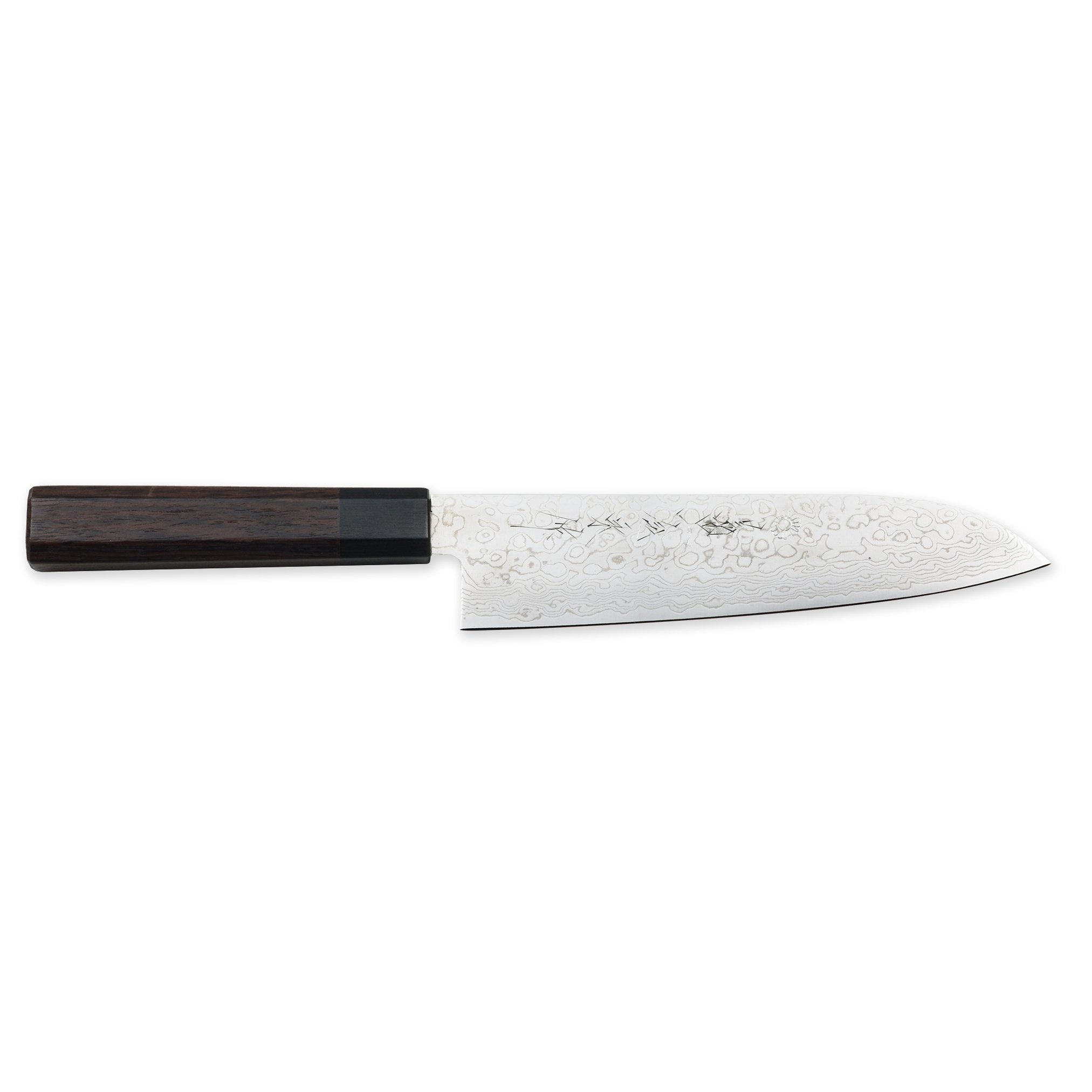 Premium Kikuichi NWD Nickel Warikomi Damascus 45-Layer Santoku Knife 180mm with Rosewood Handle - Perfect for Slicing, Dicing & Precision Cooking in Professional Kitchens & Home Use
