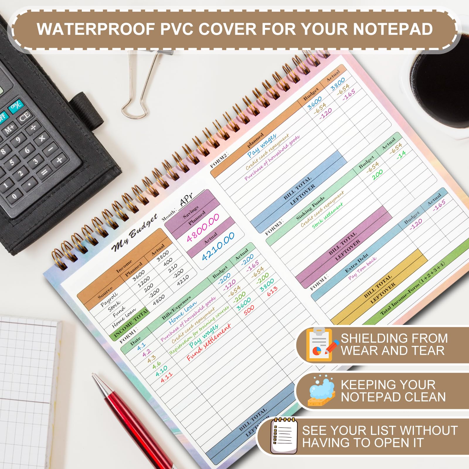 2024-2025 Undated Budget Planner with 50 Sheets & Stickers – B5 Size (9.7x7.2in) Debt Repayment, Bill Organizer & Finance Planner for Money Management – Perfect for Home Office, College Students, and Personal Finance Tracking