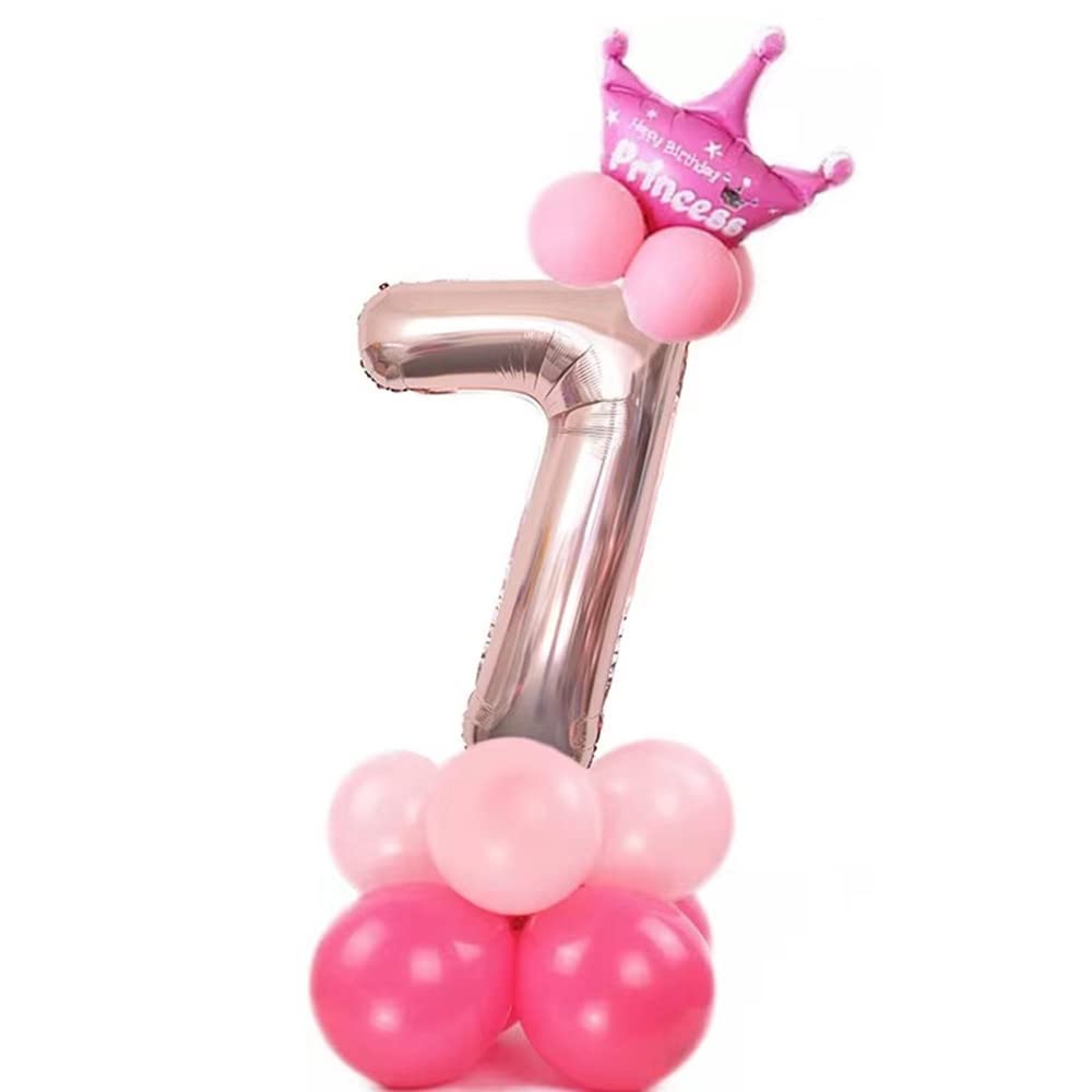 32 Inch Rose Gold Aluminum Foil Number 7 Balloon - Giant Birthday Party Decoration for Kids, Baby Showers & Special Events | Durable & Shiny Party Supplies
