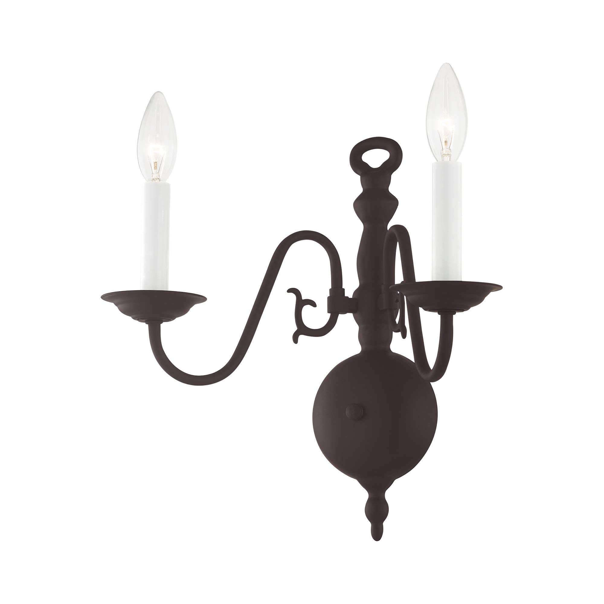 Livex Lighting 5002-04 2-Light Black Wall Sconce - Modern Wall Light Fixture for Bedroom, Living Room & Hallway Lighting
