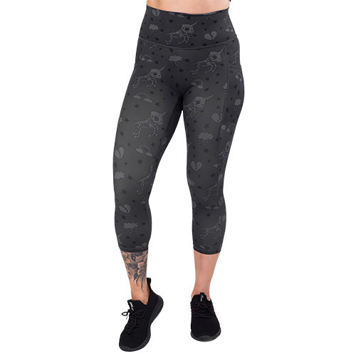 Unicorn Skulls Leggings - Gothic Fantasy Yoga Pants for Women | Perfect for Halloween, Cosplay & Workout