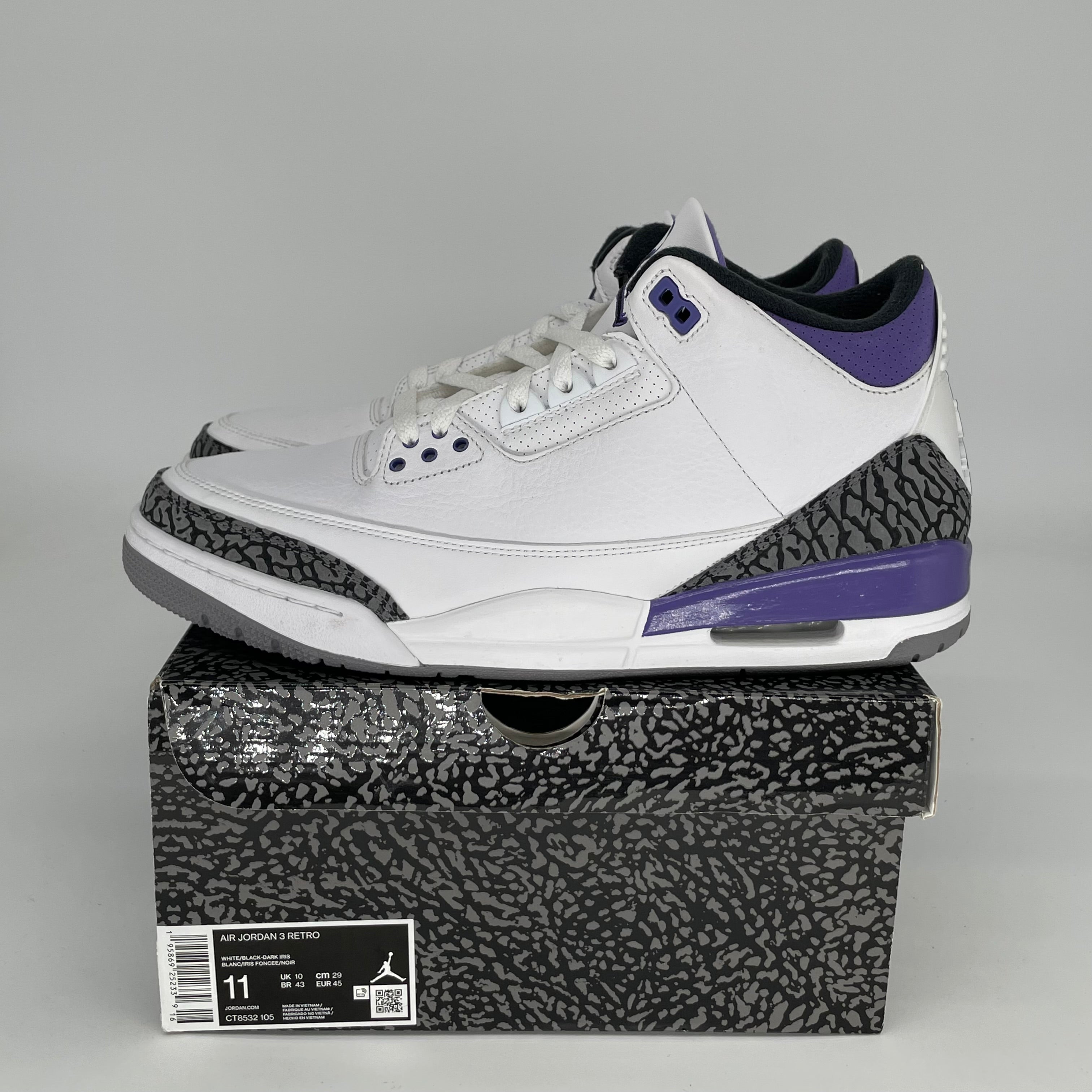 AIR JORDAN 3 DARK IRIS Men's Basketball Shoes - Size 11 (CT8532-105) - Retro Sneakers for Running, Gym & Streetwear Fashion