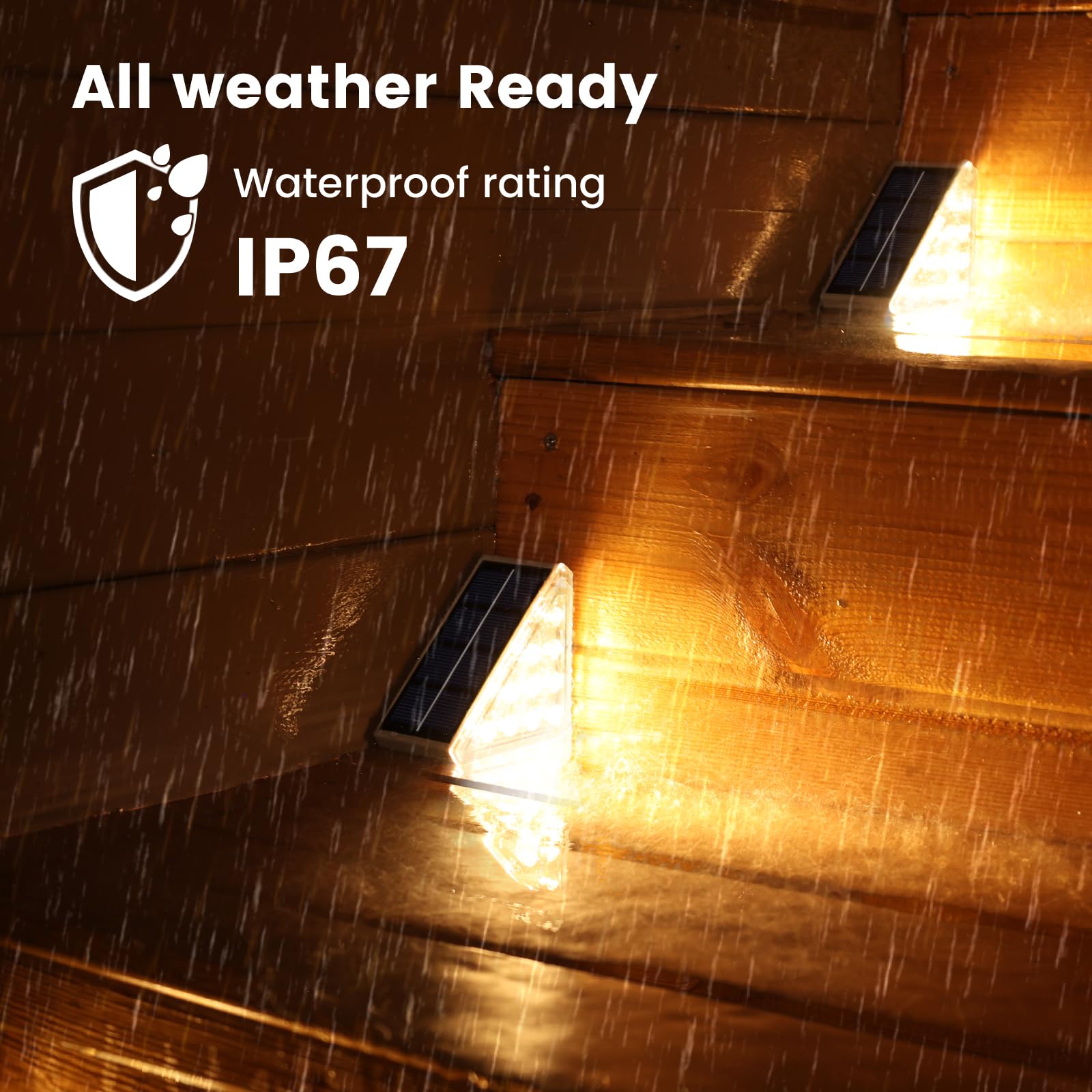6 Pack Solar Stair Lights Outdoor Waterproof - Auto On/Off LED Step Lights for Deck, Patio, Pathway - IP67 Rated Warm White Lights for Home & Garden Decor - Perfect for Nighttime Safety & Ambiance