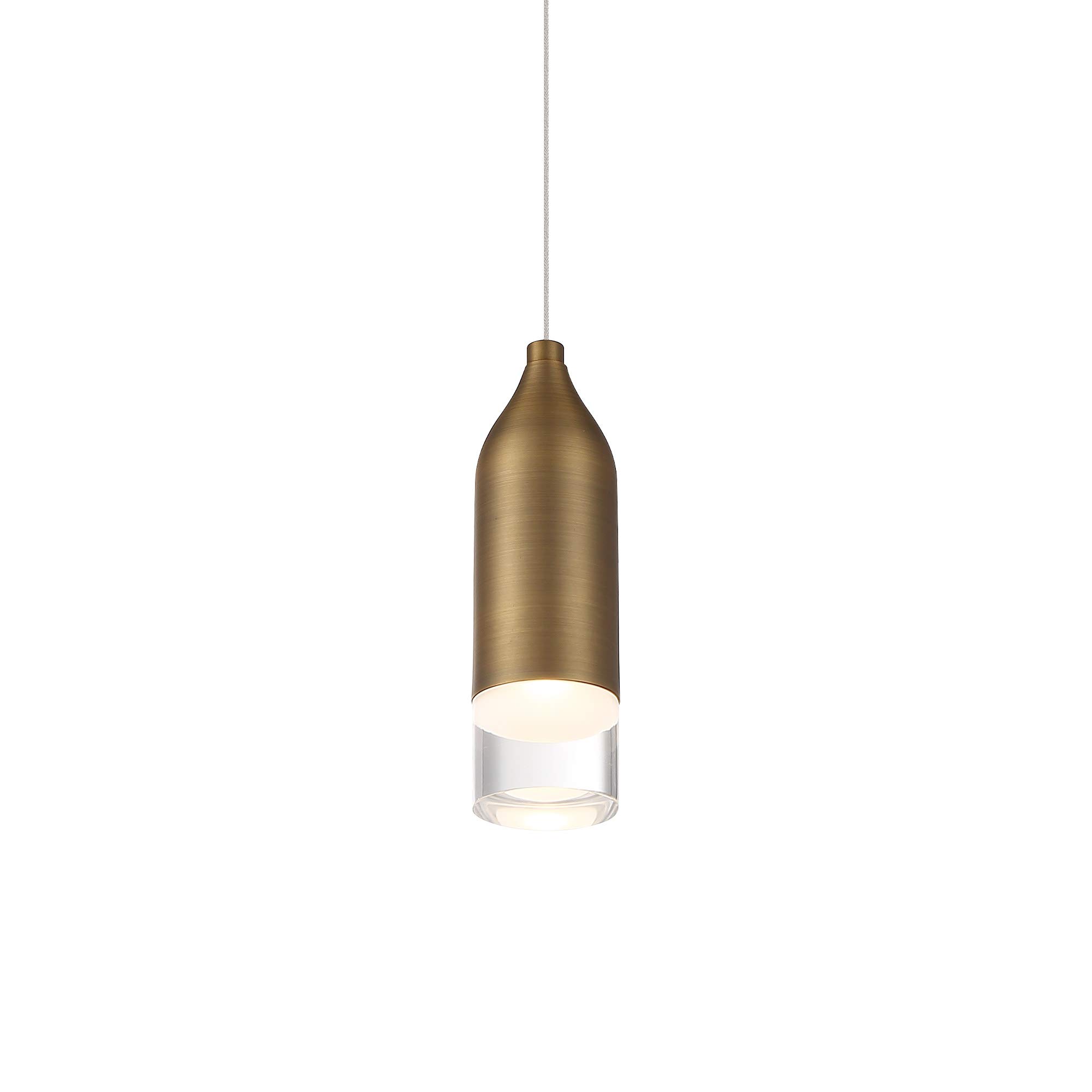 WAC Lighting PD-76908-T24-AB Vintage Brass Pendant Light - Modern Industrial Hanging Fixture for Kitchen Island, Dining Room & Living Room Lighting