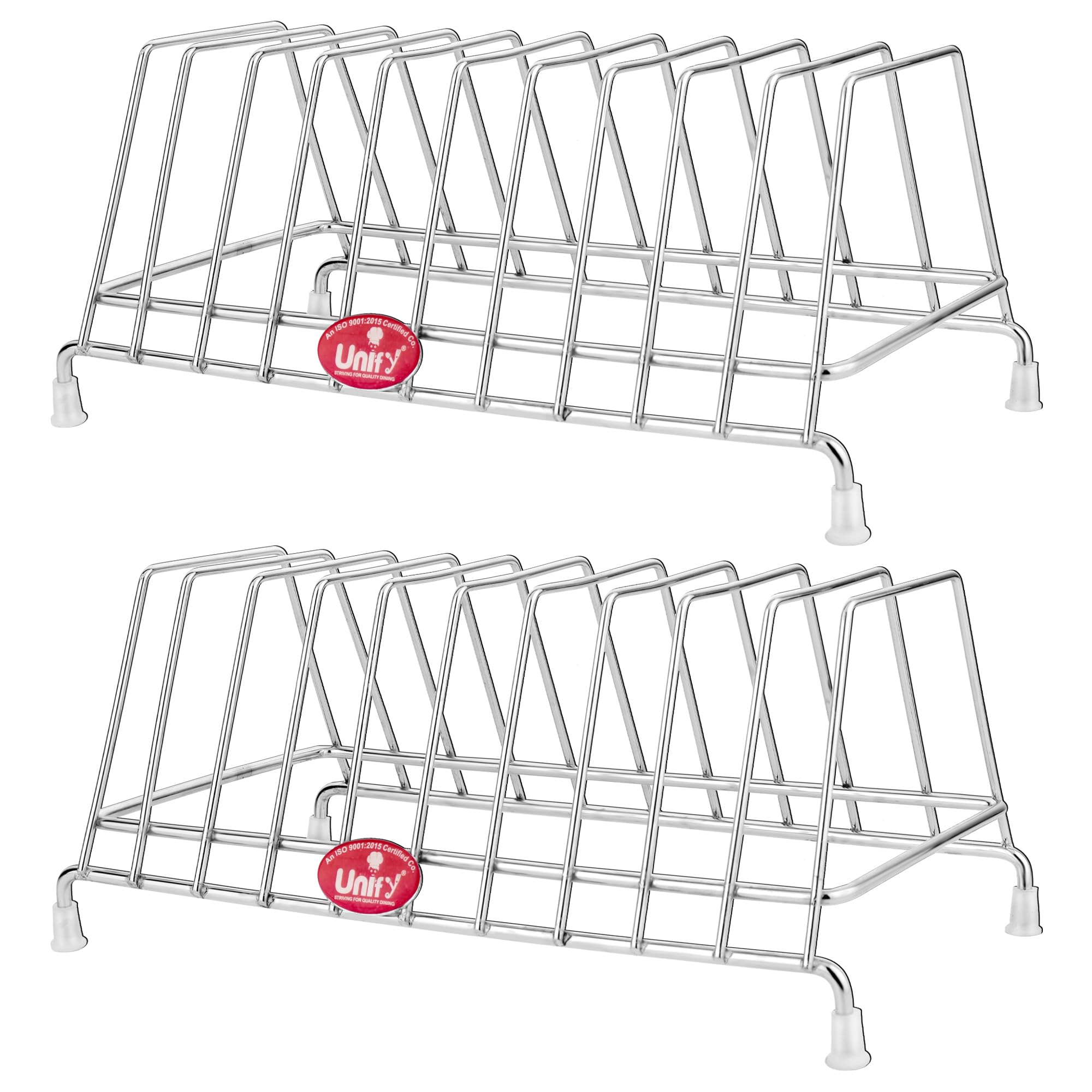 Stainless Steel Plate Rack & Utensil Holder - 2 Pack Chrome Kitchen Organizer for Cabinets | Space-Saving Storage for Plates, Lids & Cooking Tools | Perfect for Small Kitchens & Dish Drying