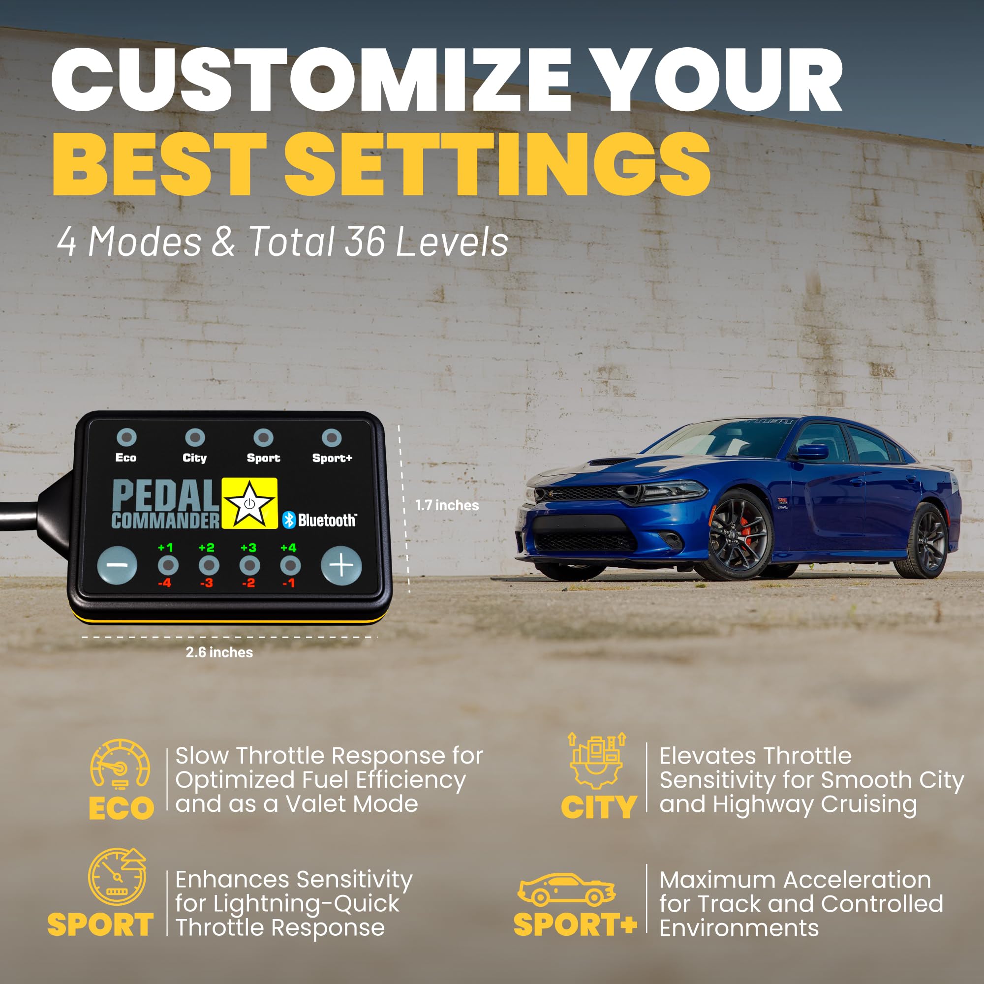 PEDAL COMMANDER Throttle Response Controller for Dodge Charger 2007-2024 - Compatible with SE, SXT, R/T, Daytona, Super Bee, Scat Pack, SRT 392, SRT8, Hellcat, GT Models | Enhance Acceleration & Driving Performance for Street & Track Racing