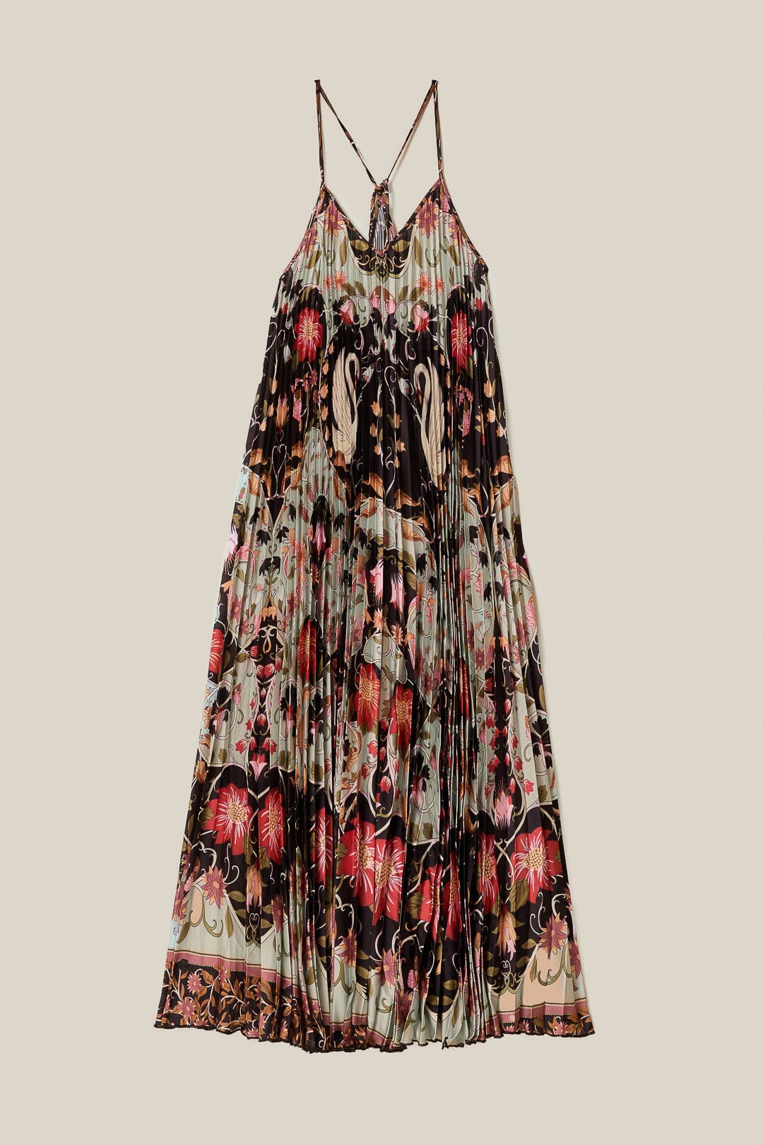 Farm Rio Flowing Beauty Pleated Dress - Women's Boho Maxi Dress with Floral Print | Perfect for Beach Vacations, Summer Parties & Boho Fashion