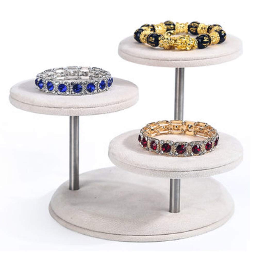 3-Layer Round Jewelry Display Stand for Bracelets & Watches - Rotating Sample Holder for Jewelry Store, Boutique, and Trade Show Displays