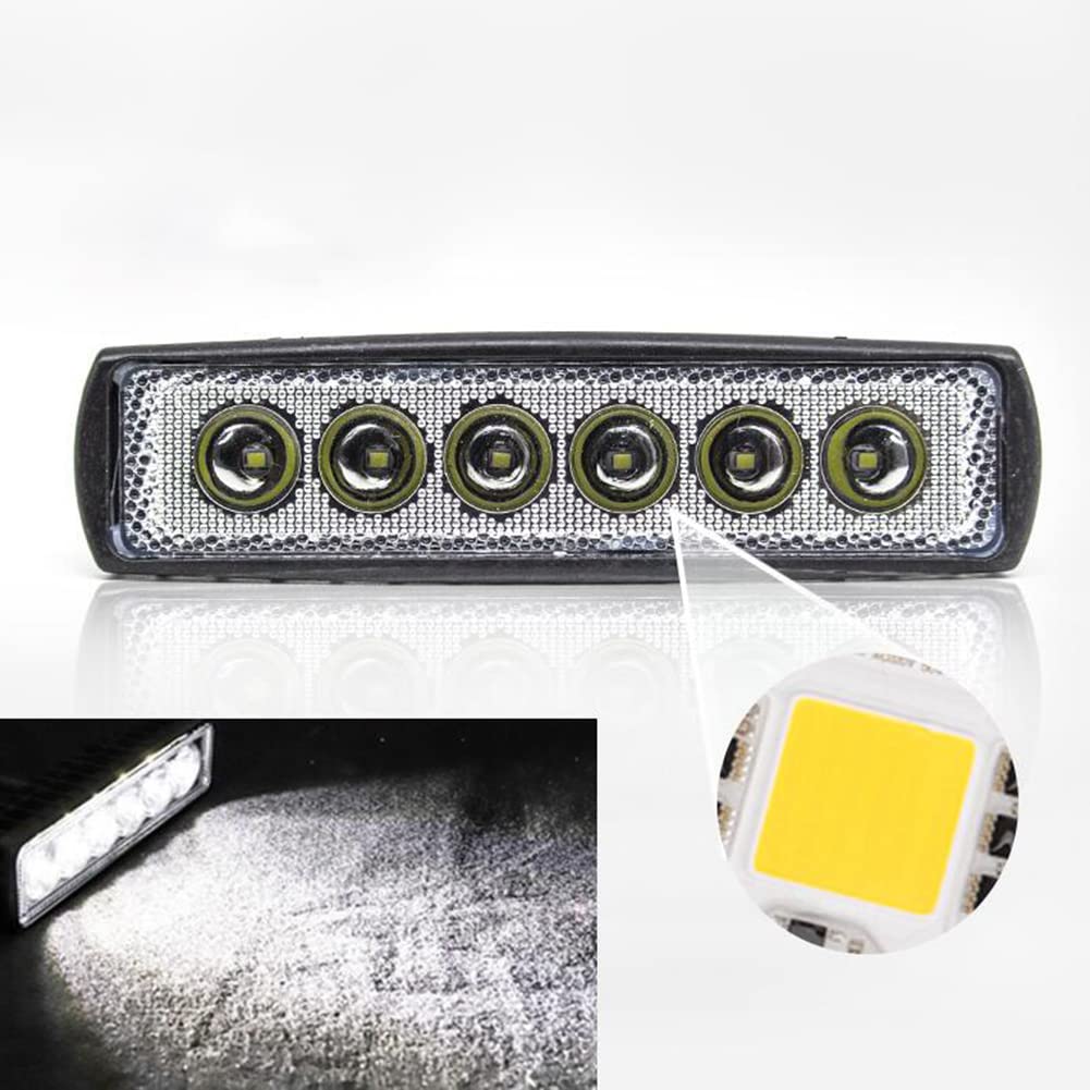 18W LED Work Spot Light Bar - 9-30V DC Motorcycle Spot Light with 6 LEDs - PC Mirror Fog Lamp for Car, Truck, Boat, SUV, ATV - ABS Inspection Light for Offroad & Emergency Use - Perfect for Night Driving, Camping, and Vehicle Maintenance