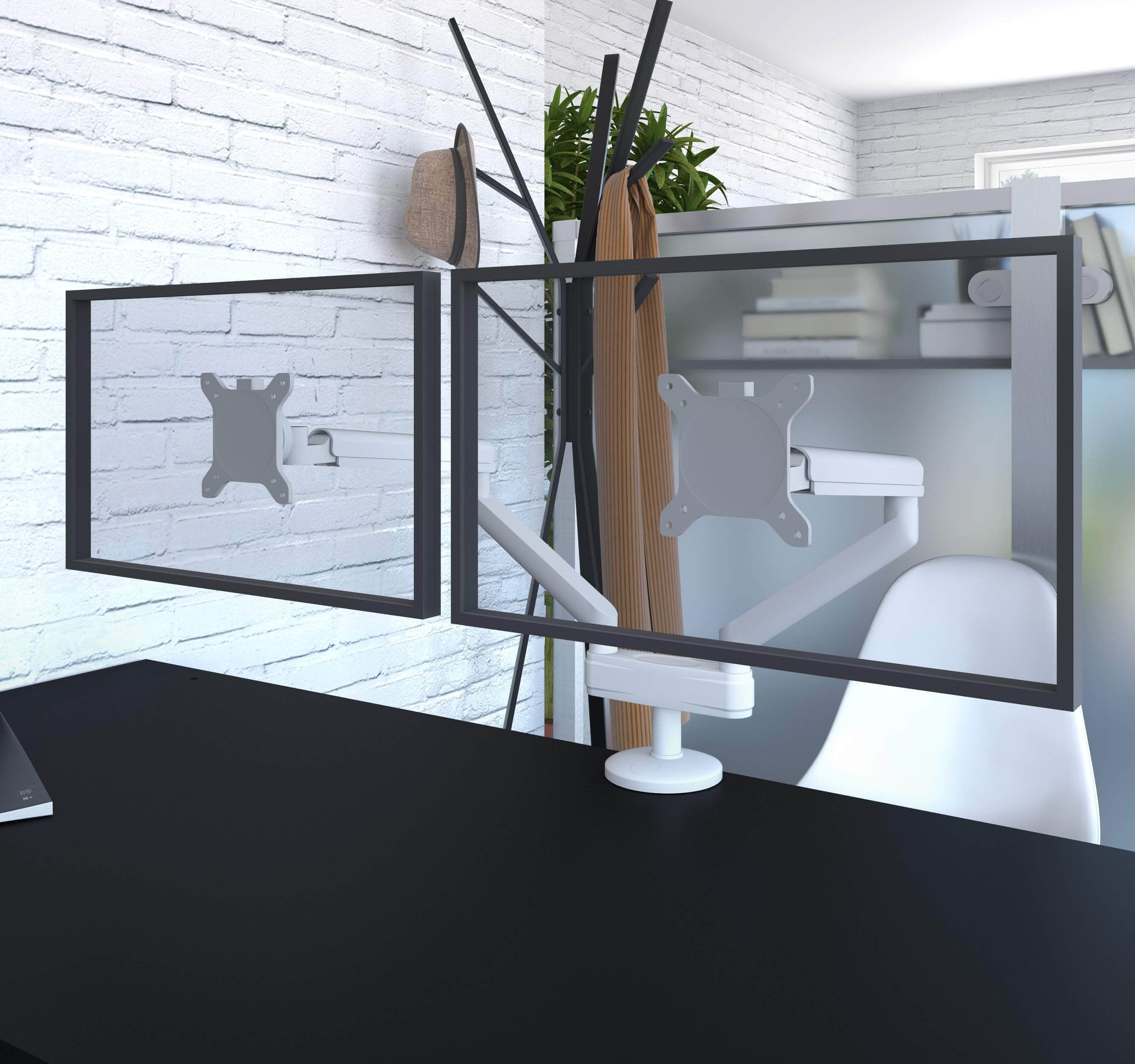 Universal Dual Monitor Stand - Adjustable Ergonomic Mount for 2 Screens up to 32