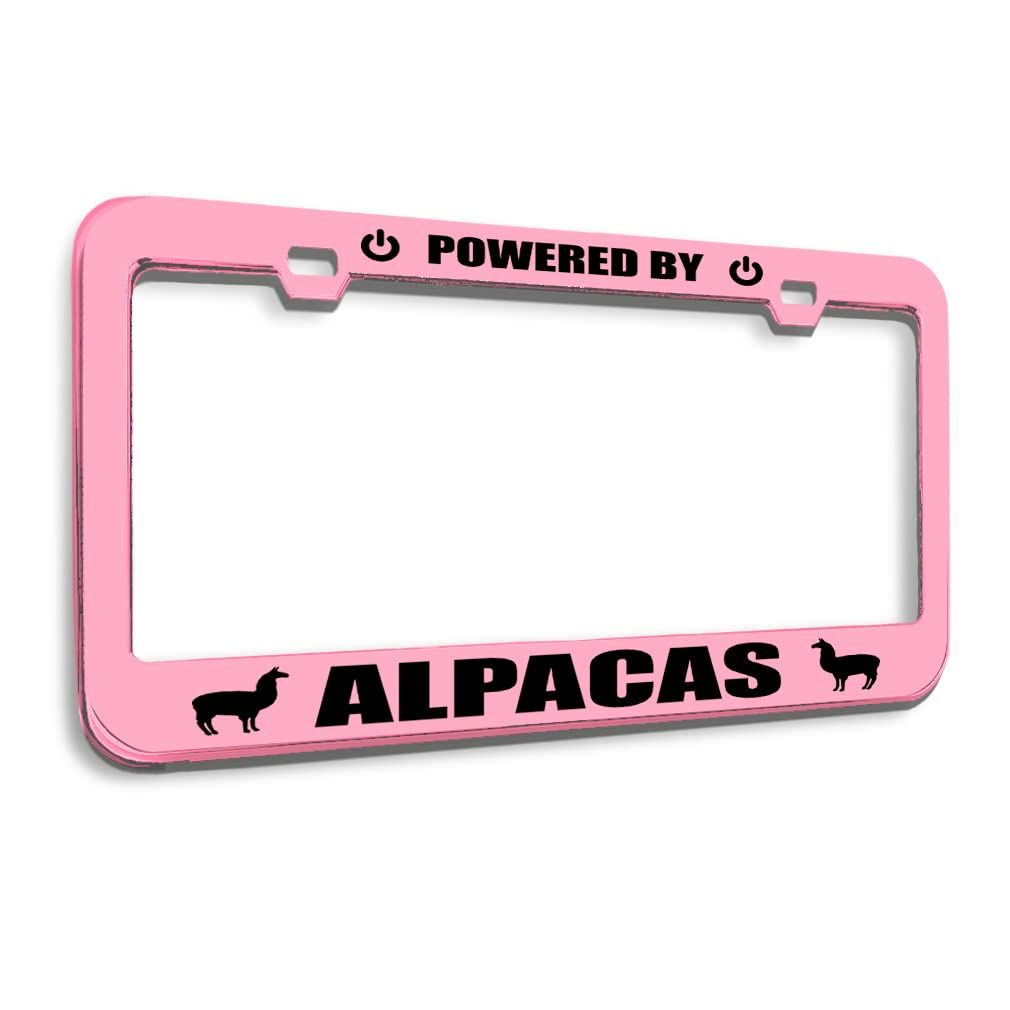 Speedy Pros Chrome Metal License Plate Frame - 2 Holes, Soft Pink Car Accessory | Durable Alpaca-Inspired Design for Vehicles, Trucks & SUVs | Perfect for Customization & Car Enthusiasts