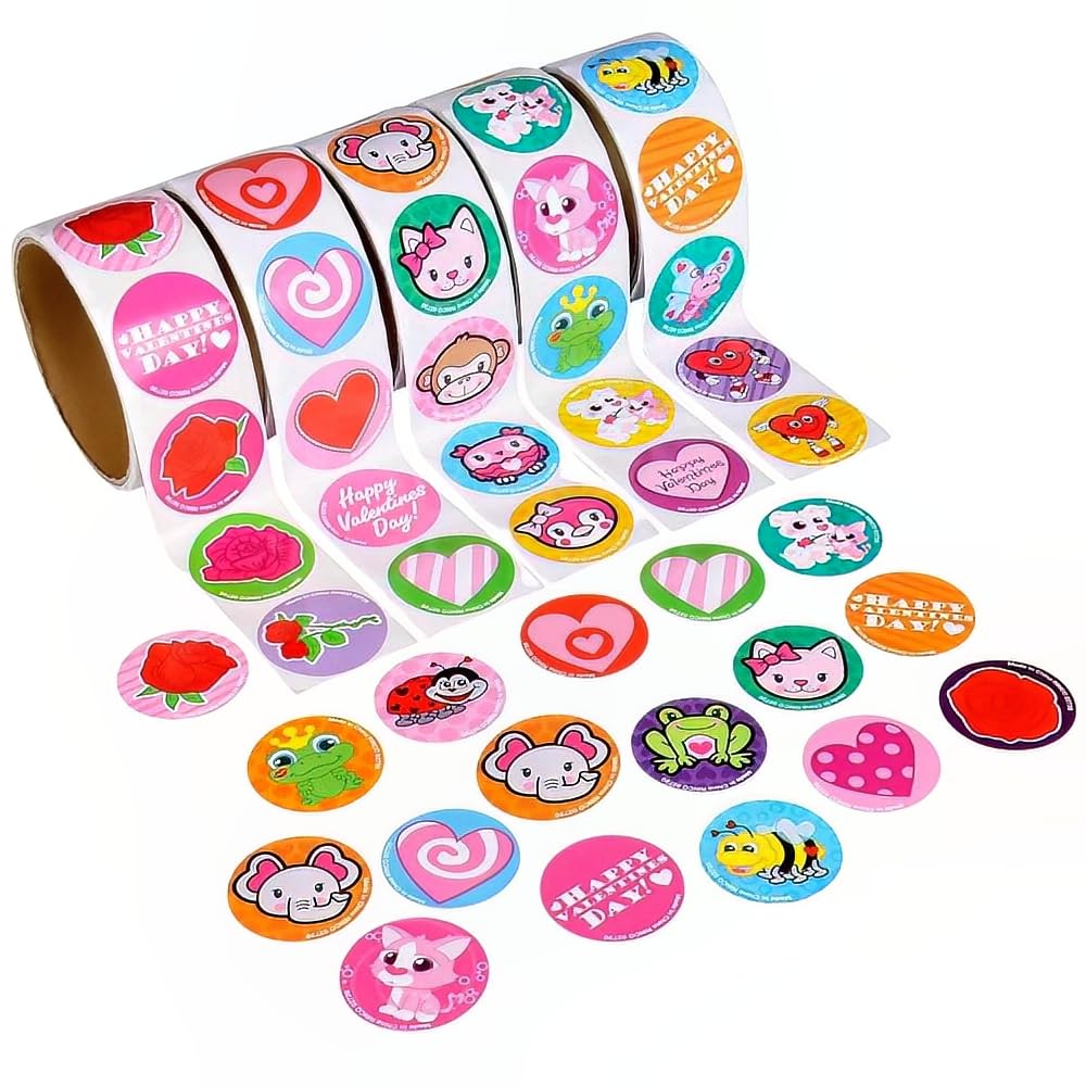 Valentine Stickers 5 Rolls (500pcs) for DIY & Scrapbooking