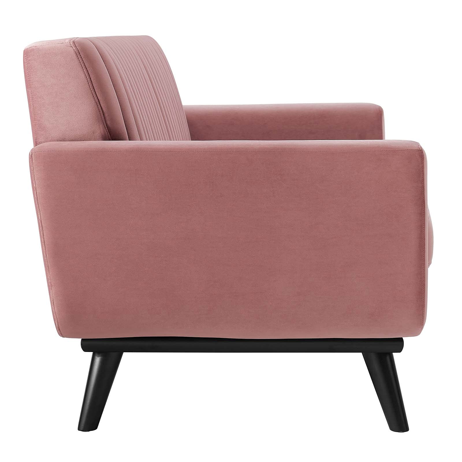 Modway Engage Channel Tufted Performance Velvet Loveseat Sofa - Dusty Rose Pink | Small Space Living Room Furniture | Perfect for Apartments, Dorms & Cozy Spaces