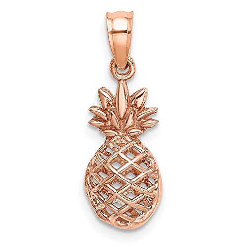 14K Rose Gold 3D Pineapple Pendant Necklace - Elegant Charm Jewelry for Women | Perfect Gift for Her, Birthday, Anniversary & Everyday Wear | Tropical Summer Fashion Accessory